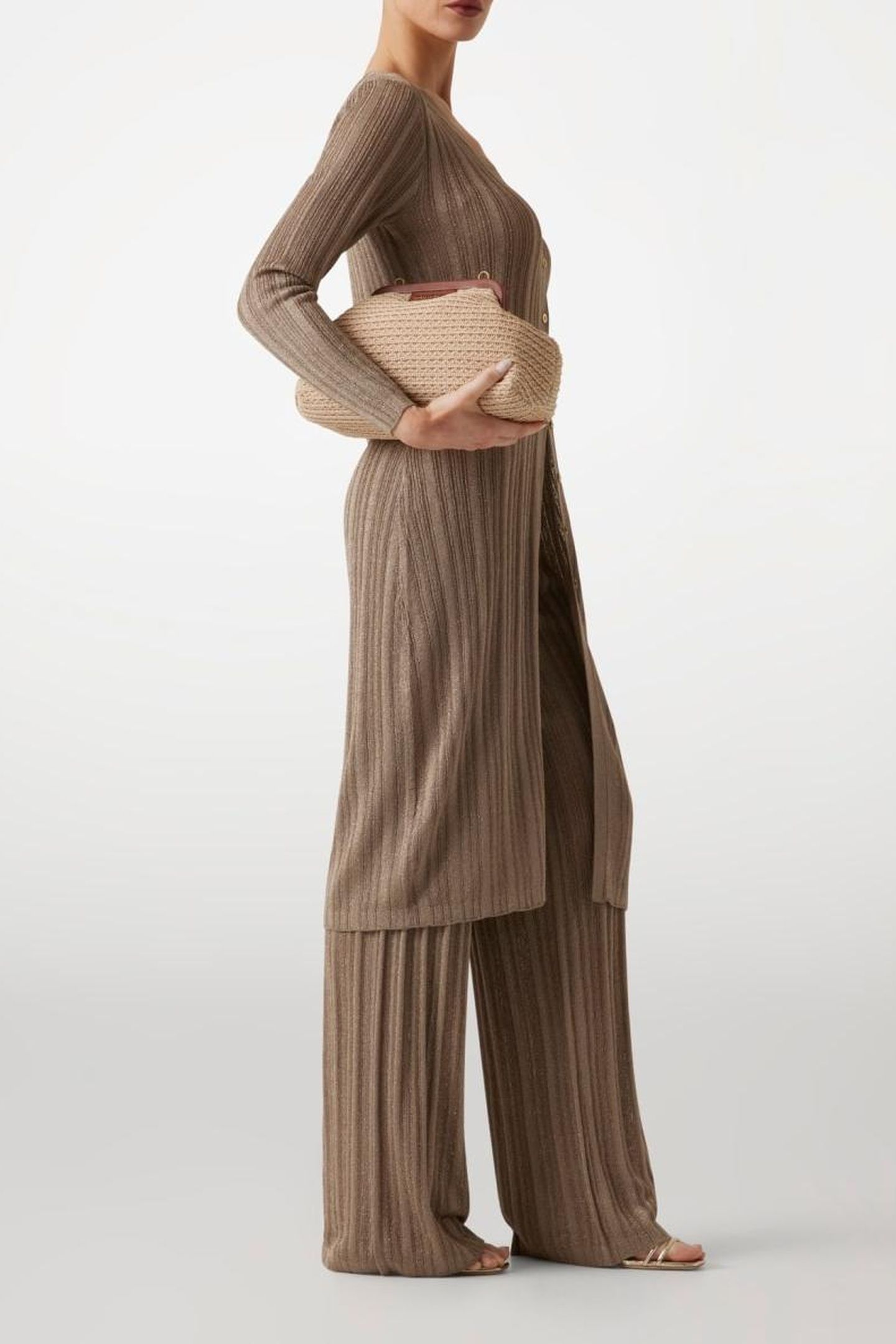 GIA RIBBED SWTR PANT NATURAL ALMOND + GOL 3