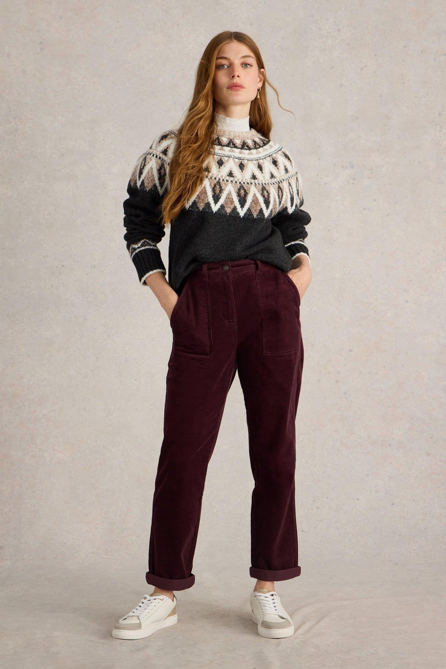 TWISTER CORD TROUSER MID PLUM 1
