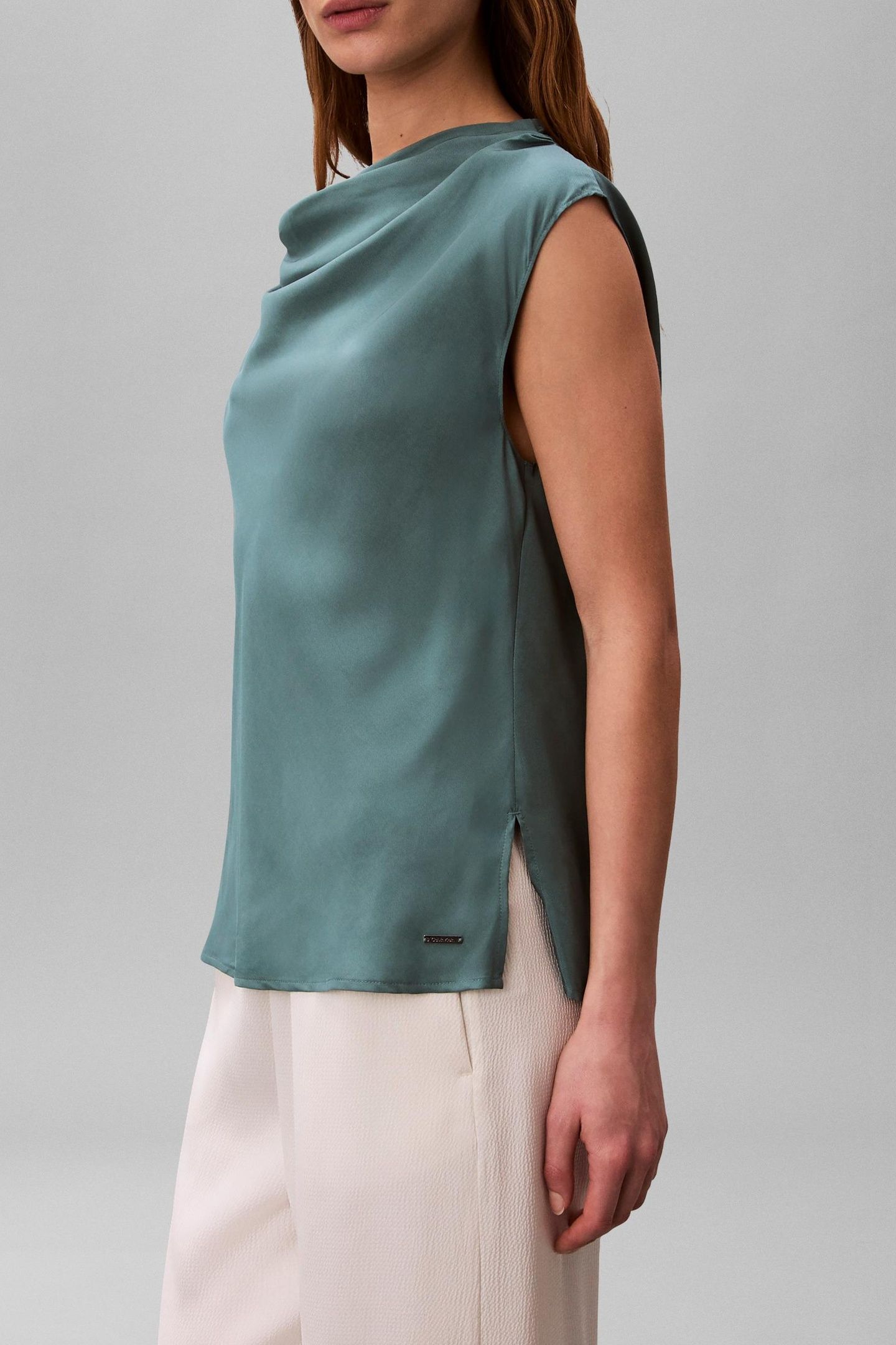 VISCOSE TWILL COWL NECK TOP NORTH ATLANTIC 3