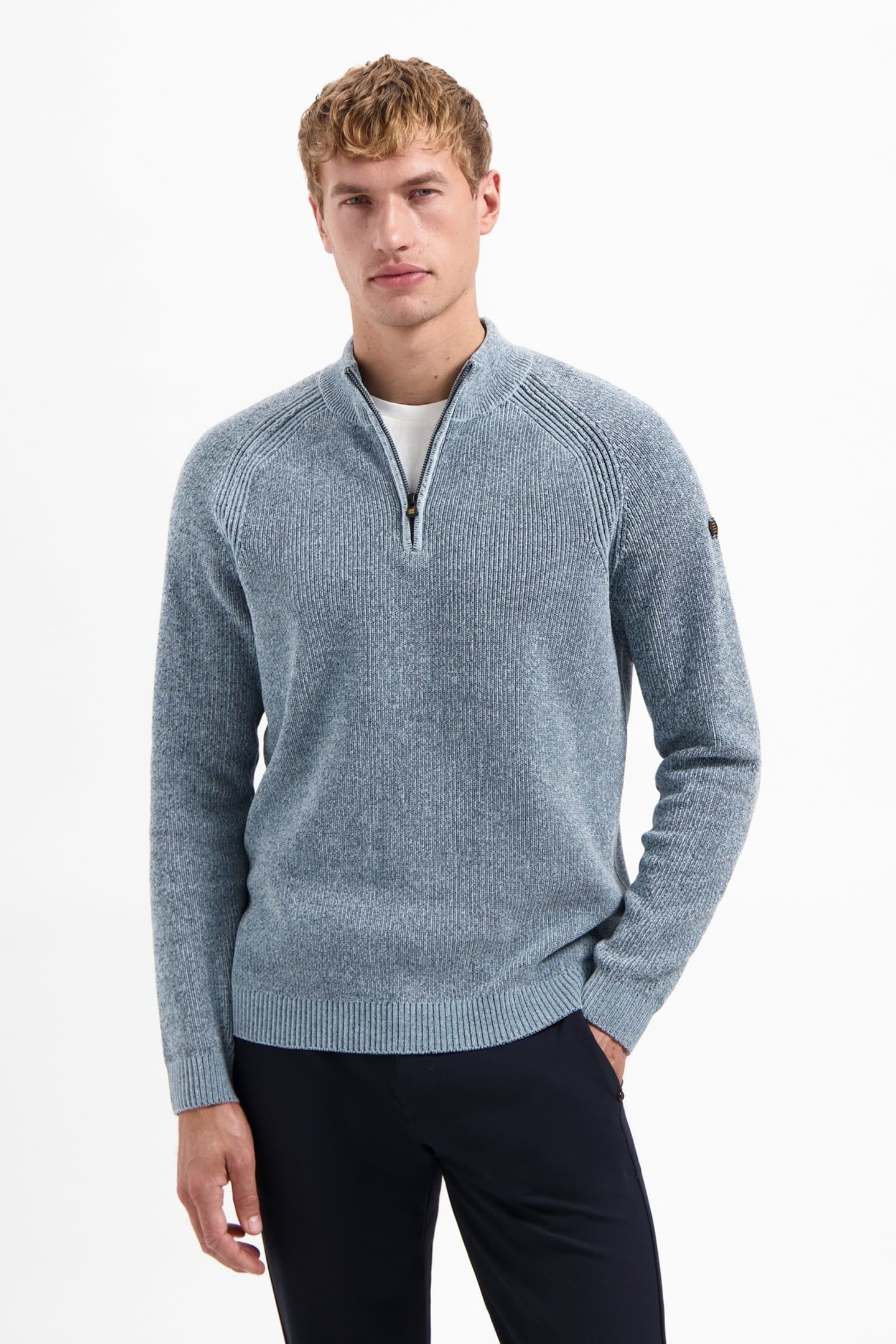 PULLOVER HALF ZIP 2 COLORED CHENILLE DUSTY BLUE 1