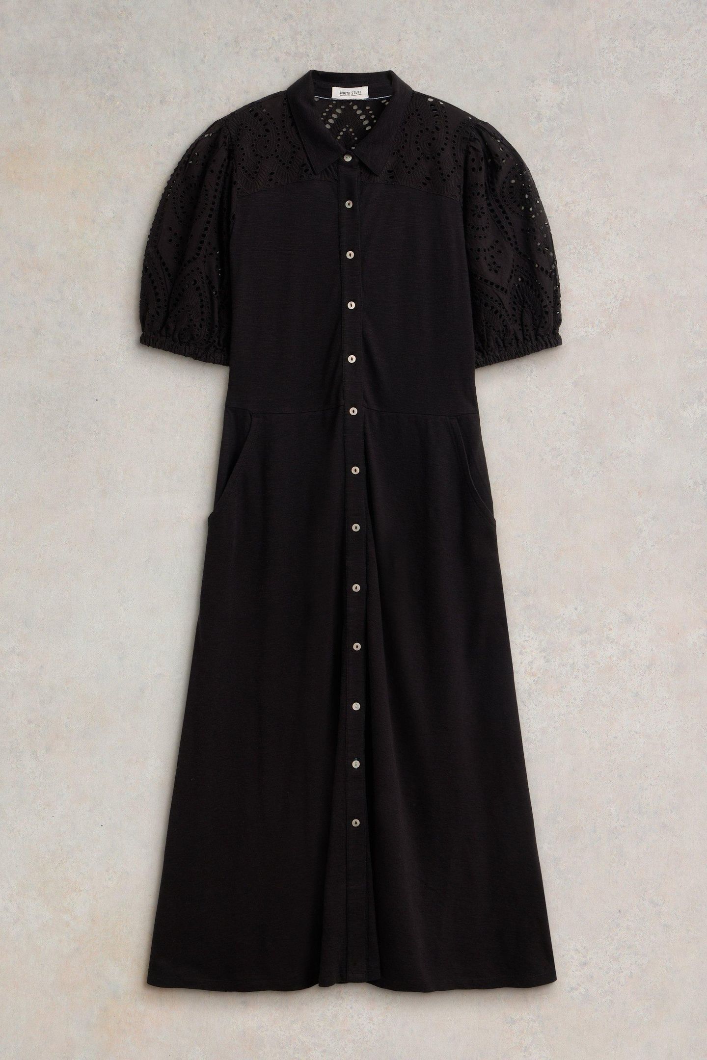 RUA BRODERIE SHIRT DRESS PURE BLACK 3