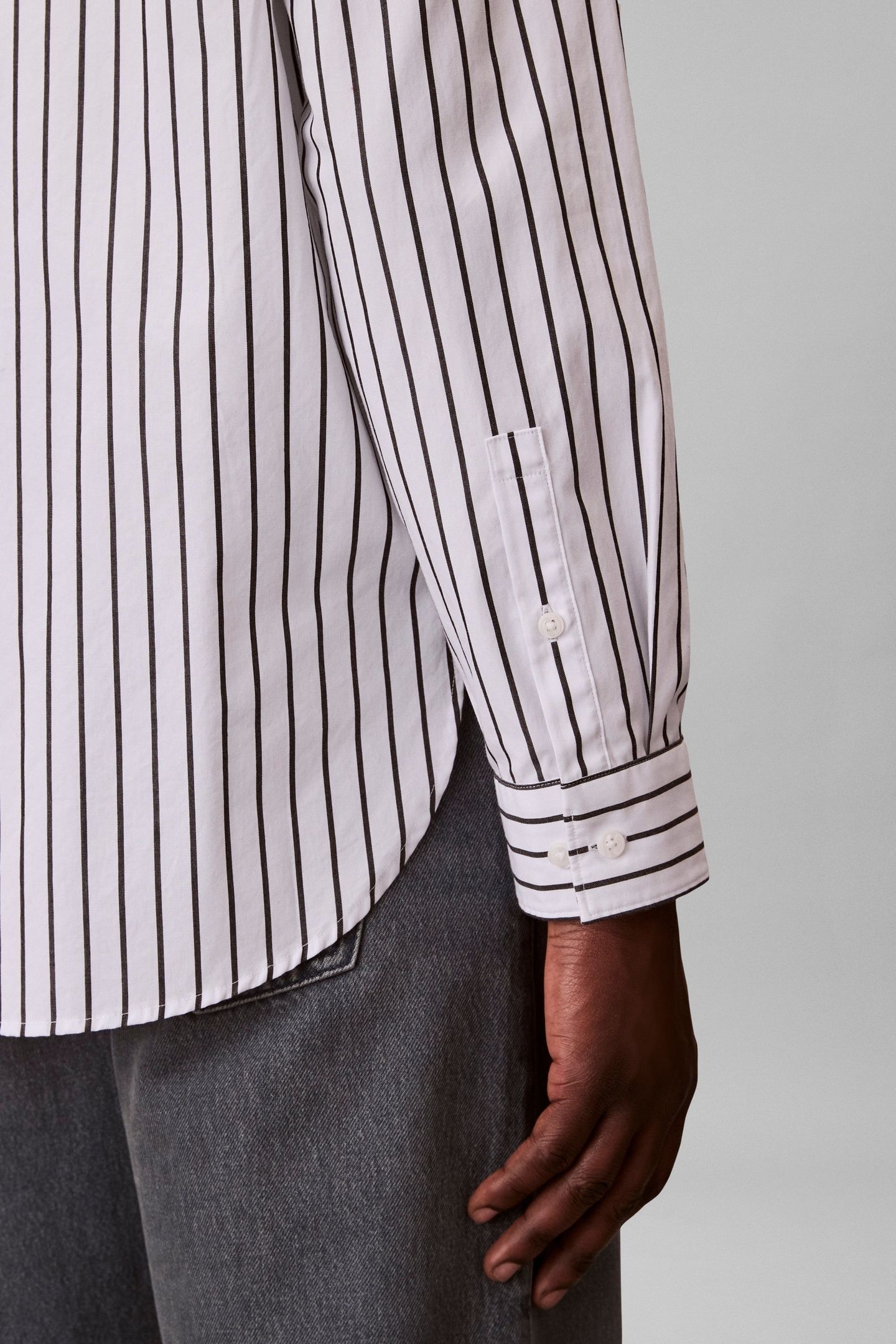 LONG SLEEVE YARN-DYED STRIPE WASHED BRILLIANT WHITE 6