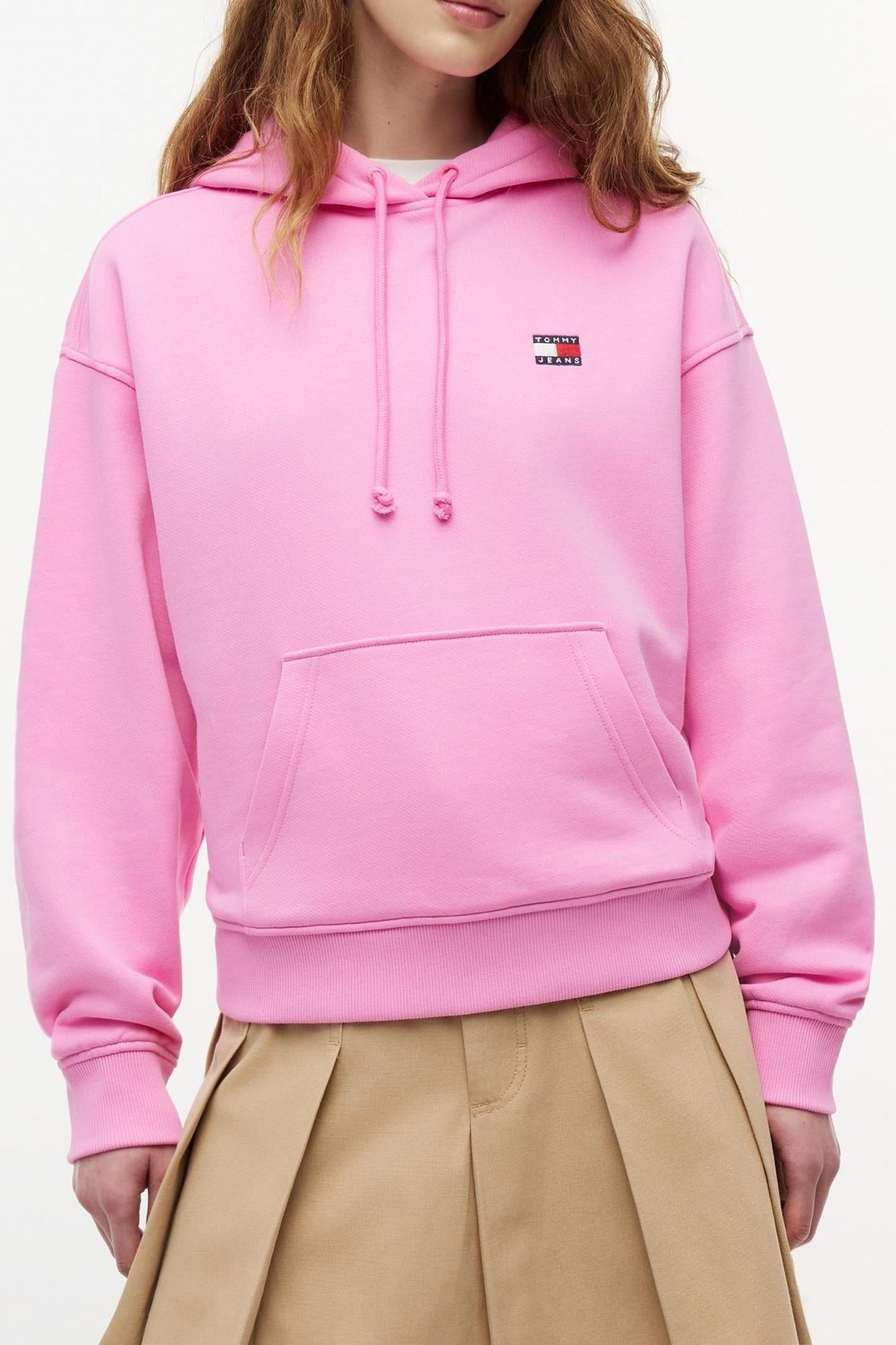 BOXY BADGE HOODIE PINK DAISY 1