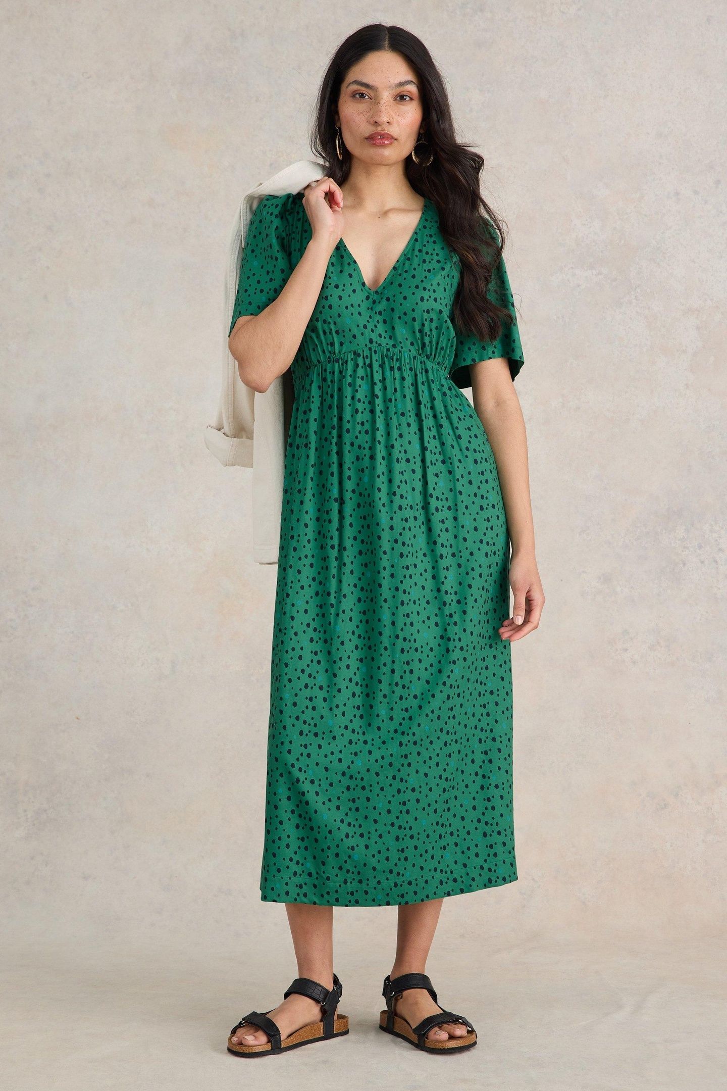 LUCY MIDI DRESS GREEN MULTI 1