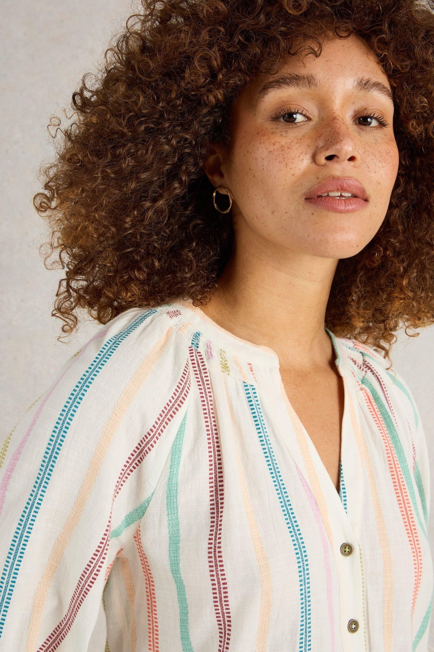 GILLY STRIPE JAQUARD TOP NATURAL MULTI 6