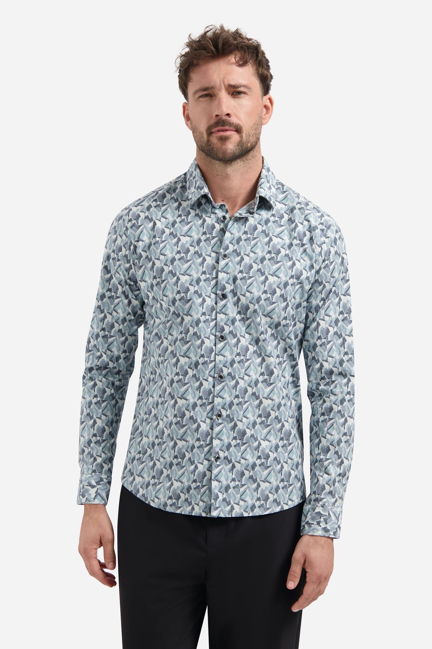 SHIRT STRETCH ALLOVER PRINTED DARK STEEL 1