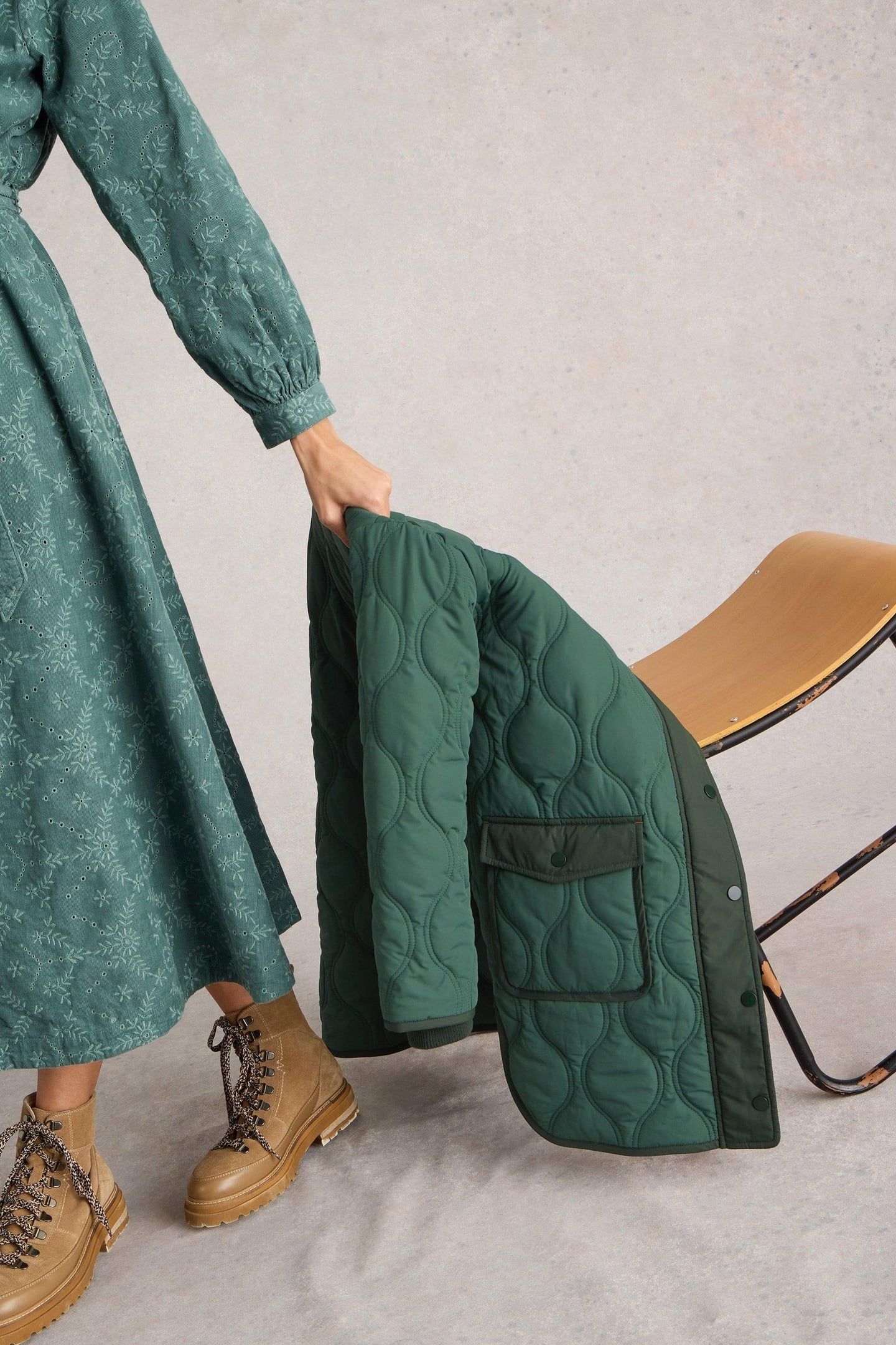 RAYA QUILTED COAT DARK GREEN 7