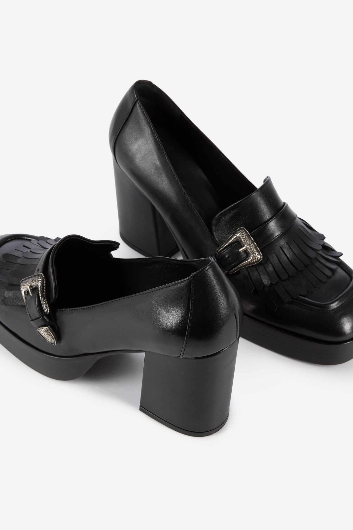 HIGH HEELED LEATHER MOCASSINES BLACK 3