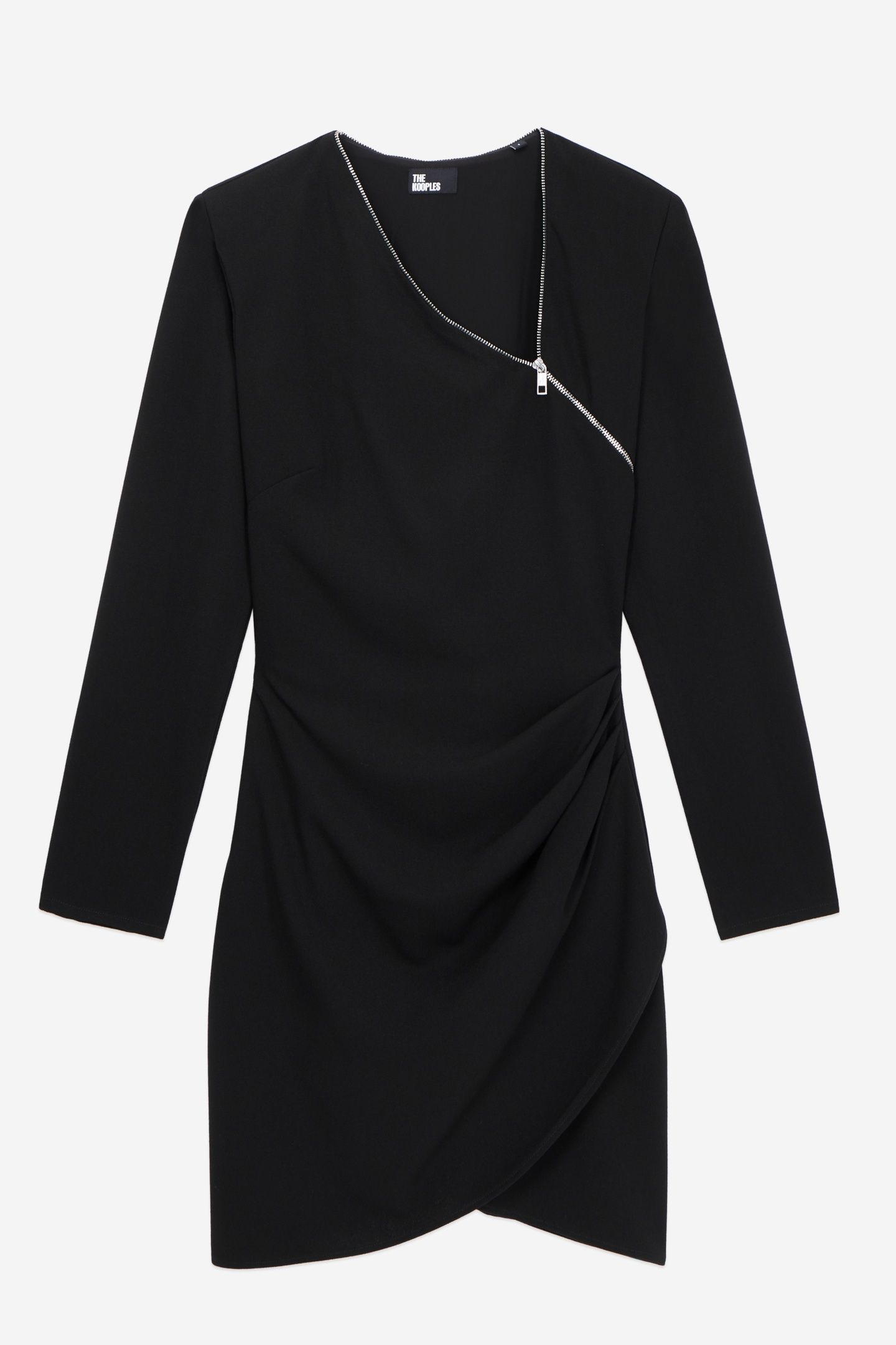 SHORT WRAP DRESS WITH LONG SLEEVES AND A FANCY ZIPPER BLACK 4