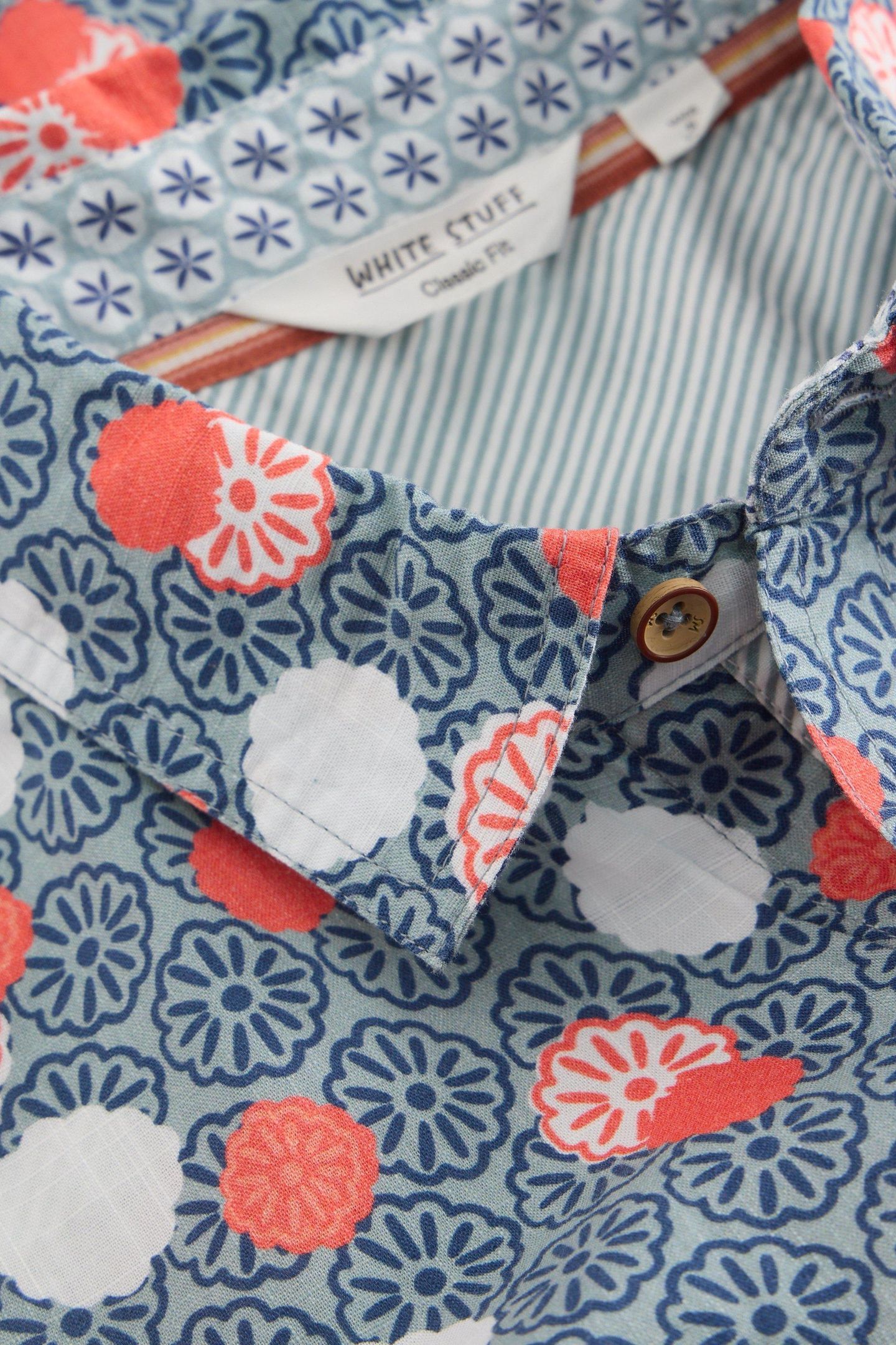 FLORAL STAMP SS PRINTED SHIRT BLUE PRINT 6