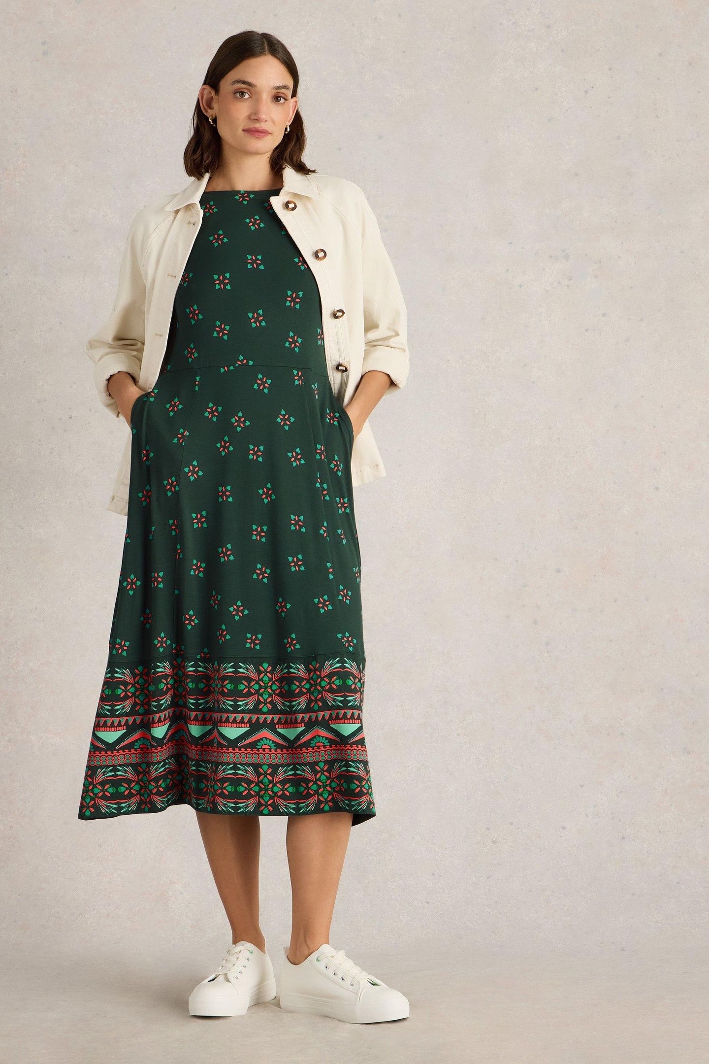 MILLIE JERSEY DRESS GREEN PRINT 2