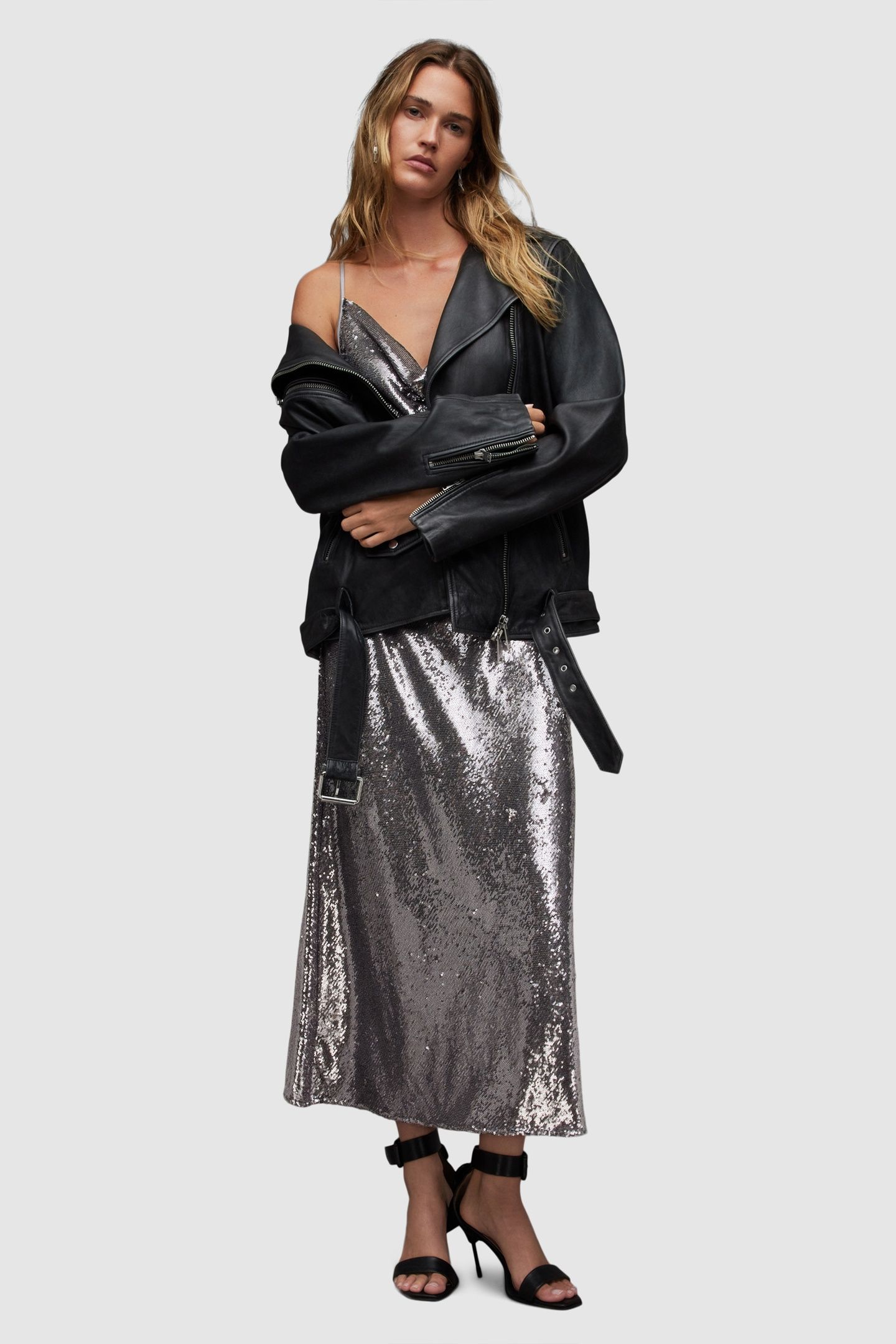 HADLEY SEQUIN DRESS GUNMETAL GREY 2