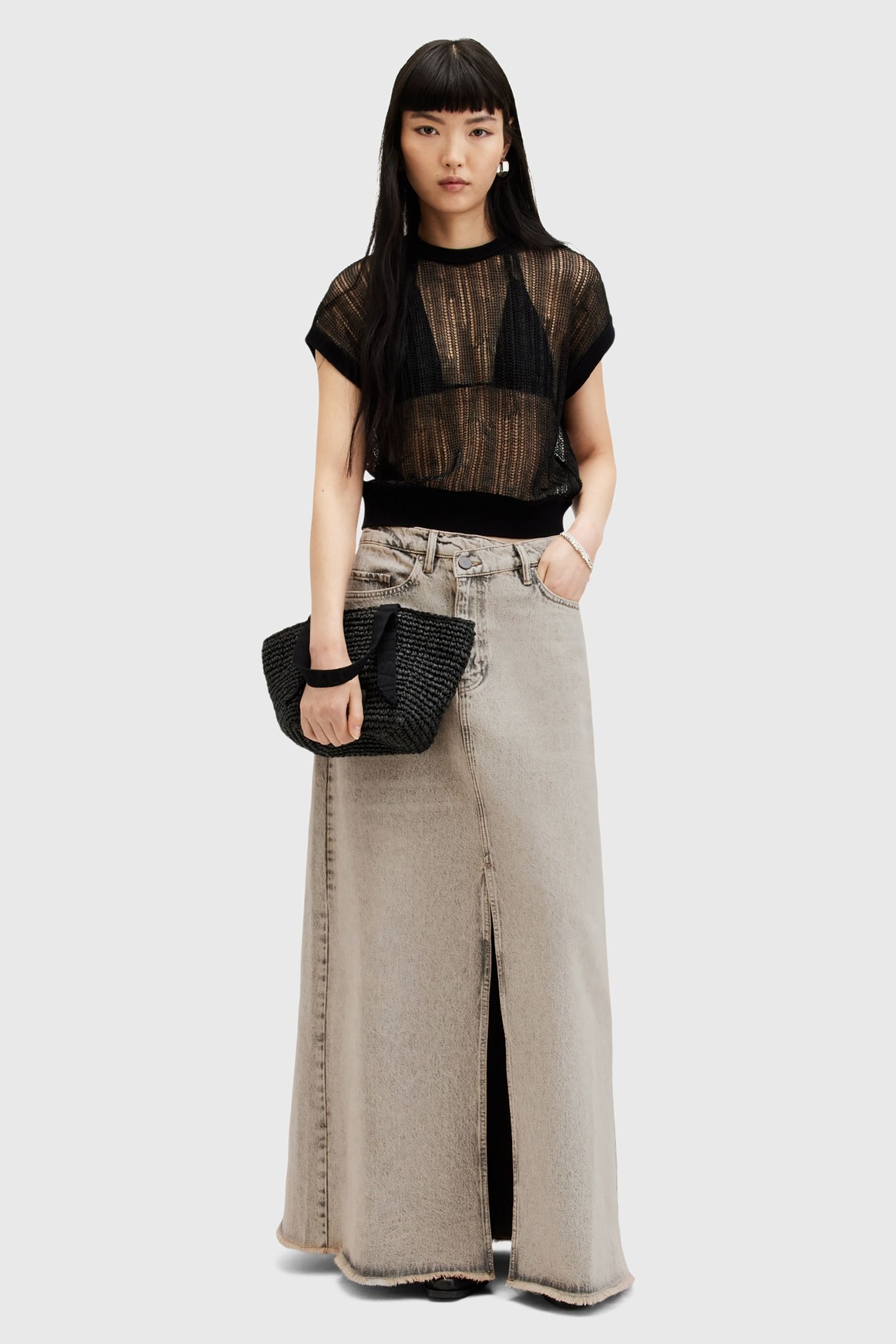 NOIR MAXI SKIRT SAND GREY 2