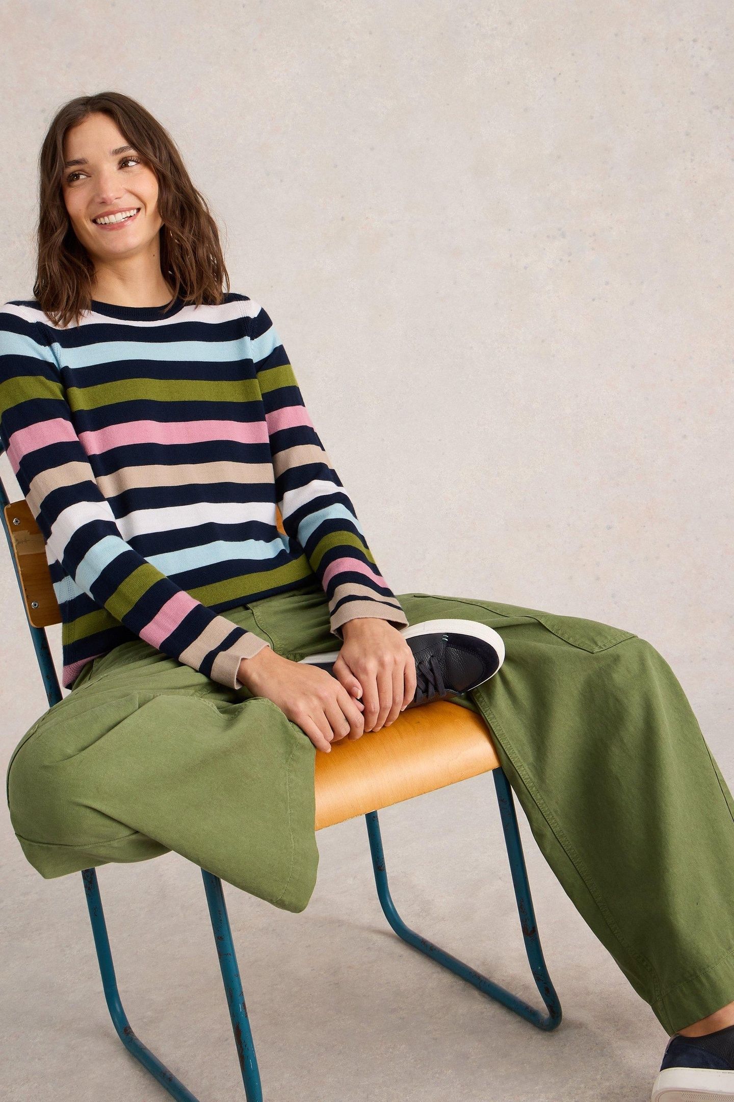 MULTI STRIPE CREW MERINO NAVY MULTI 7