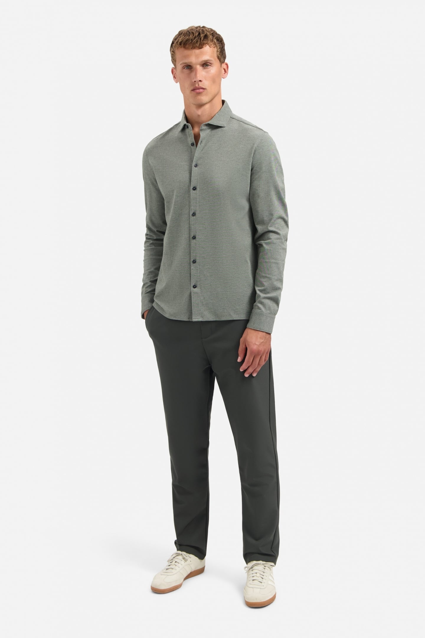 SHIRT JERSEY MELANGE STRETCH DARK GREEN 1