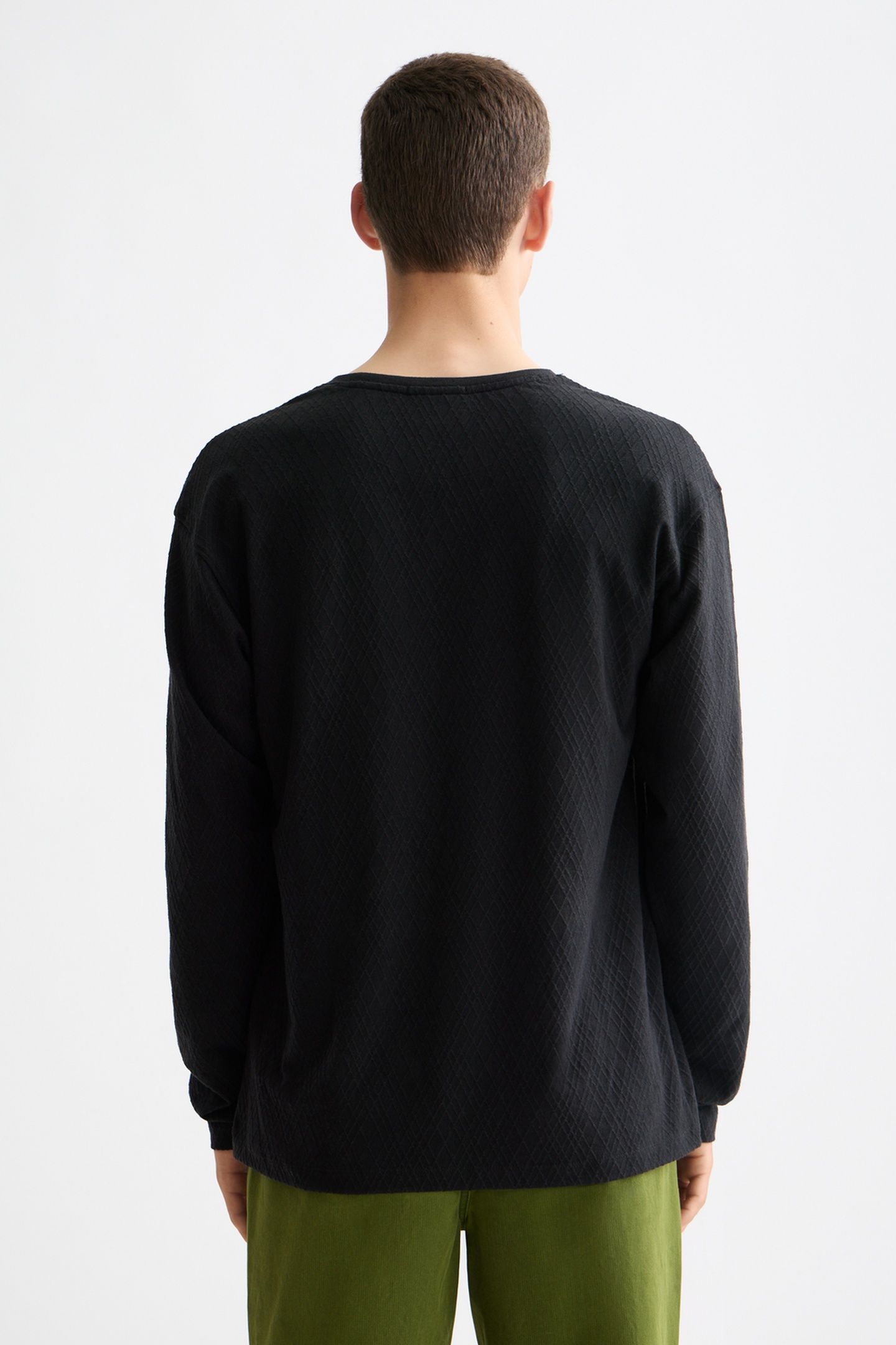 RELAXED FIT JACQUARD KNIT T-SHIRT ANTHRACITE 3