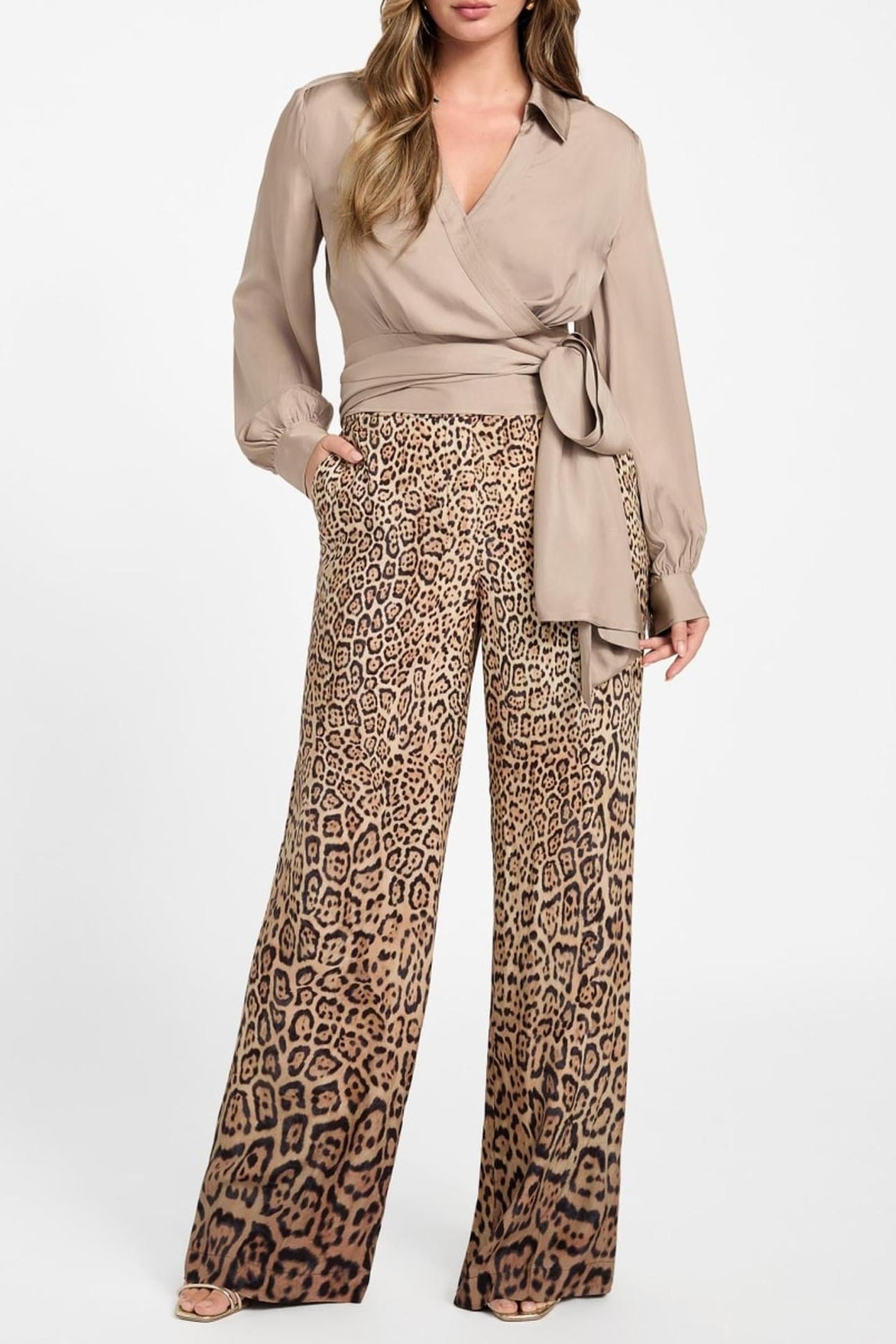 AMY WIDE LEG SOLID P CHARMING LEOPARD DEG 7