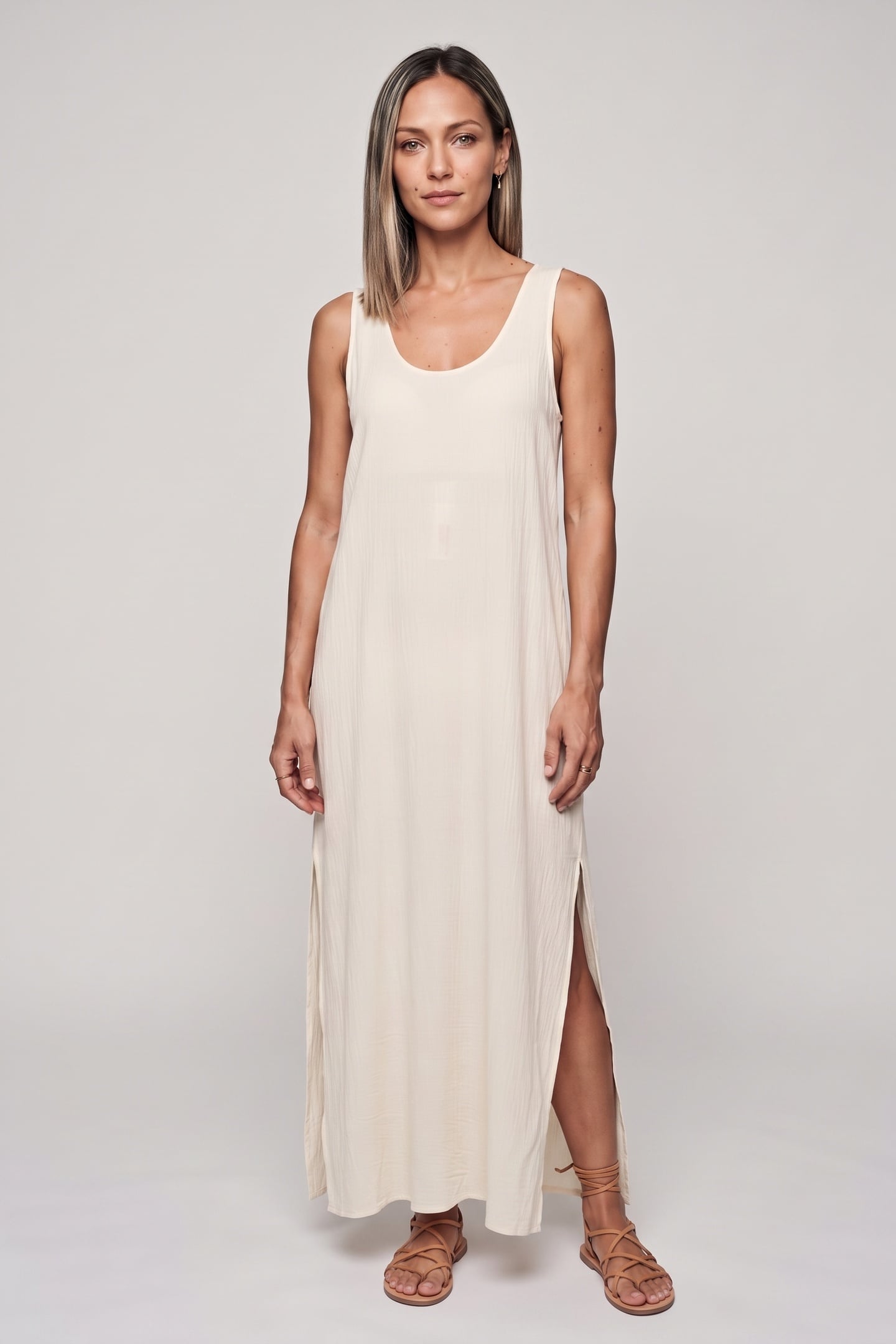 ZELIA CRINKLED ECOVERO DRESS WHITE 1