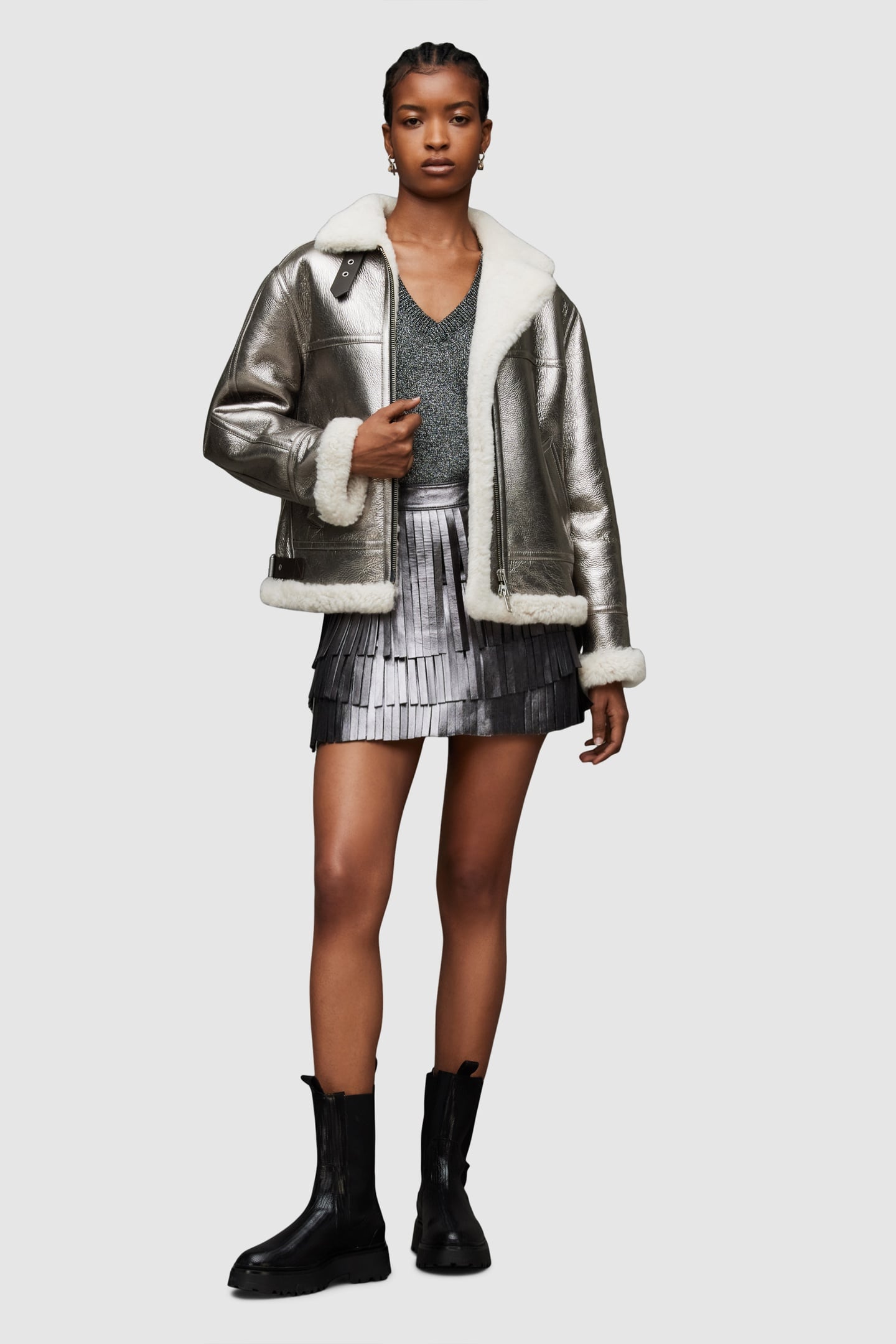 LOREL FLYING JACKET SILVER/OFF WHITE 1