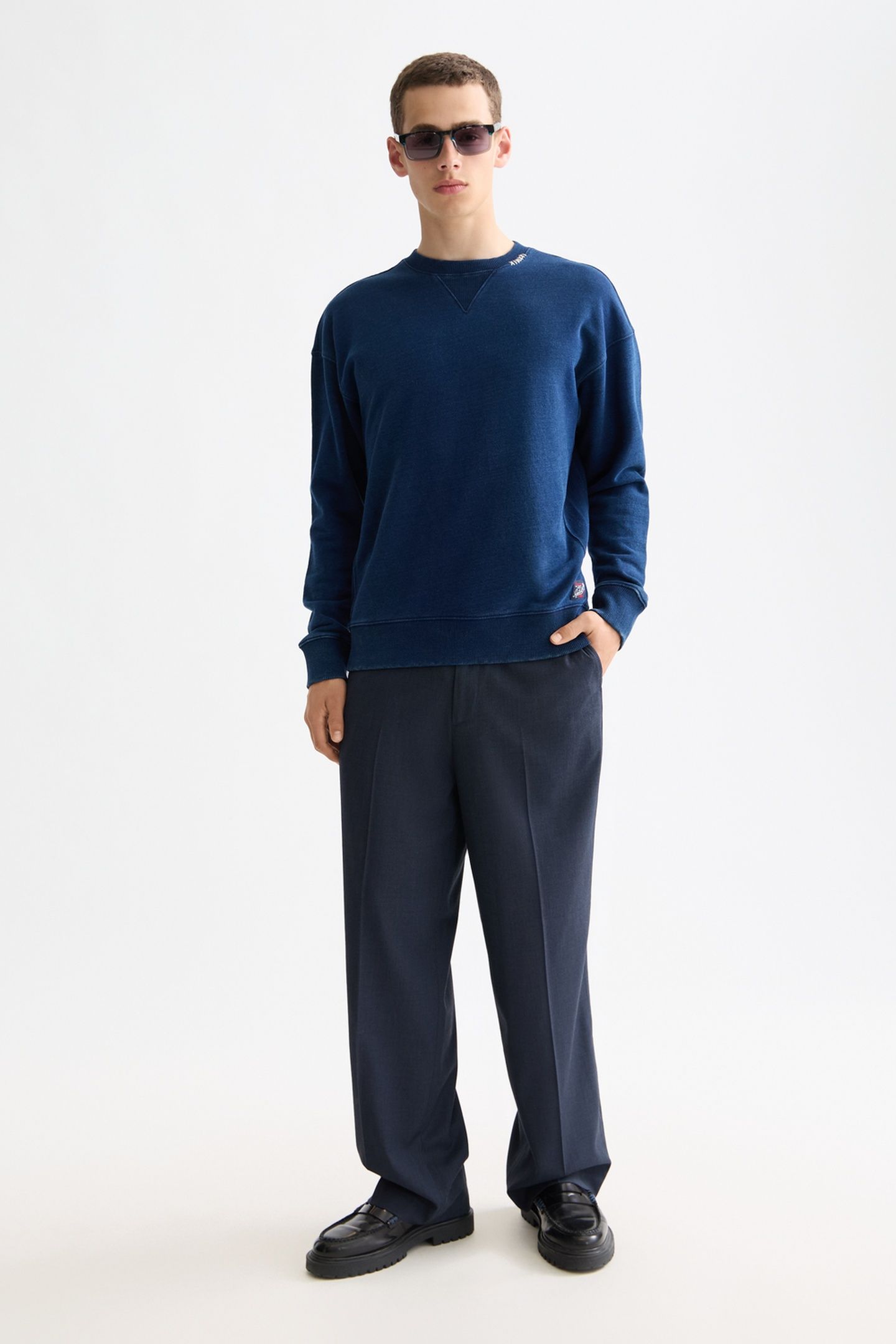 INDIGO CREW NECK SWEAT WITH PRINT DETAILS INDIGO 2