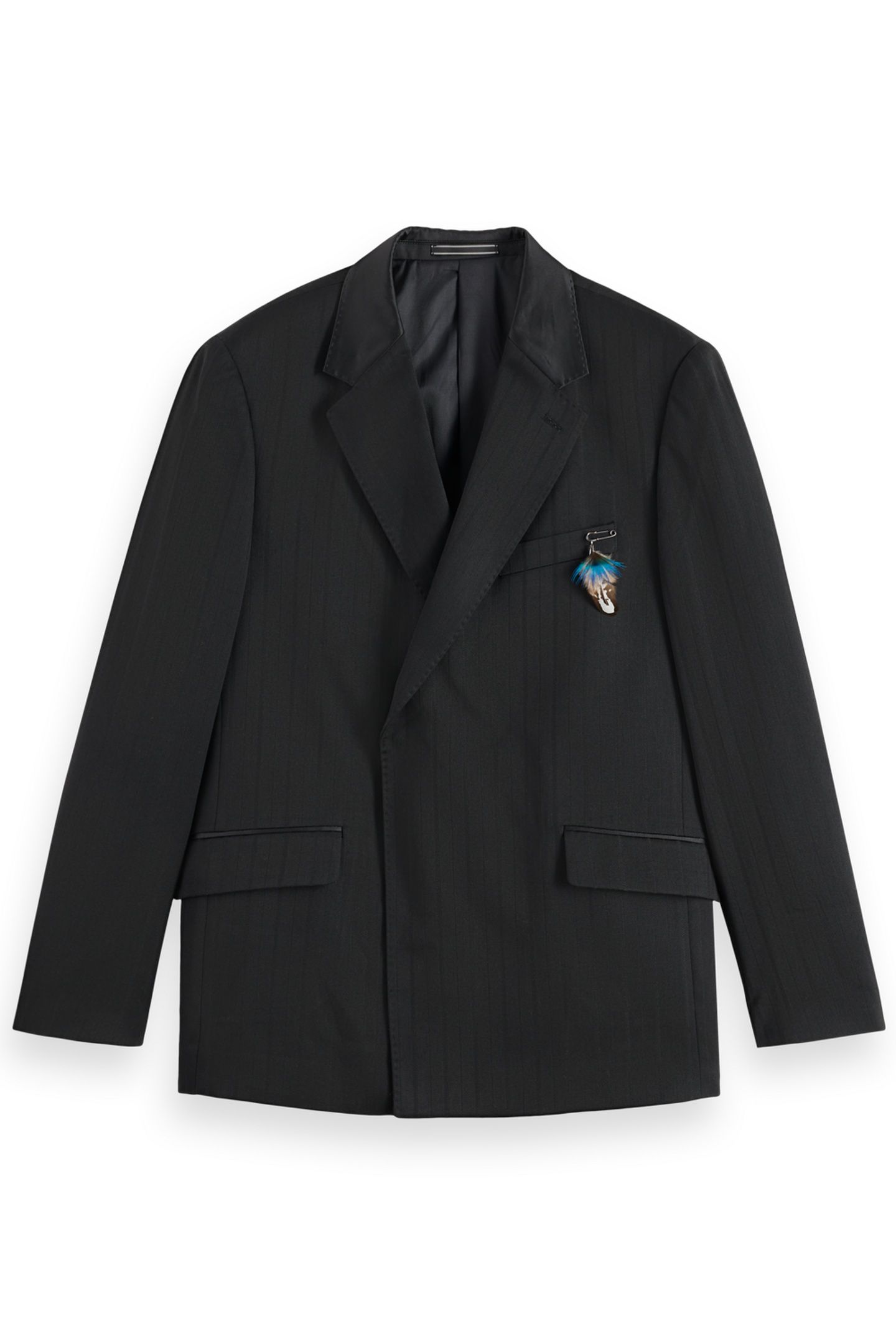 FESTIVE DOUBLE-BREASTED STRUCTURED STRIPE RELAXED FIT BLAZER 4
