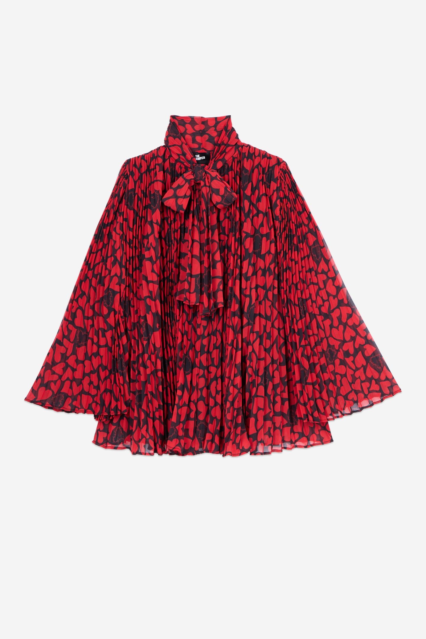 PLEATED LONG-SLEEVED TOP BLACK - RED 3