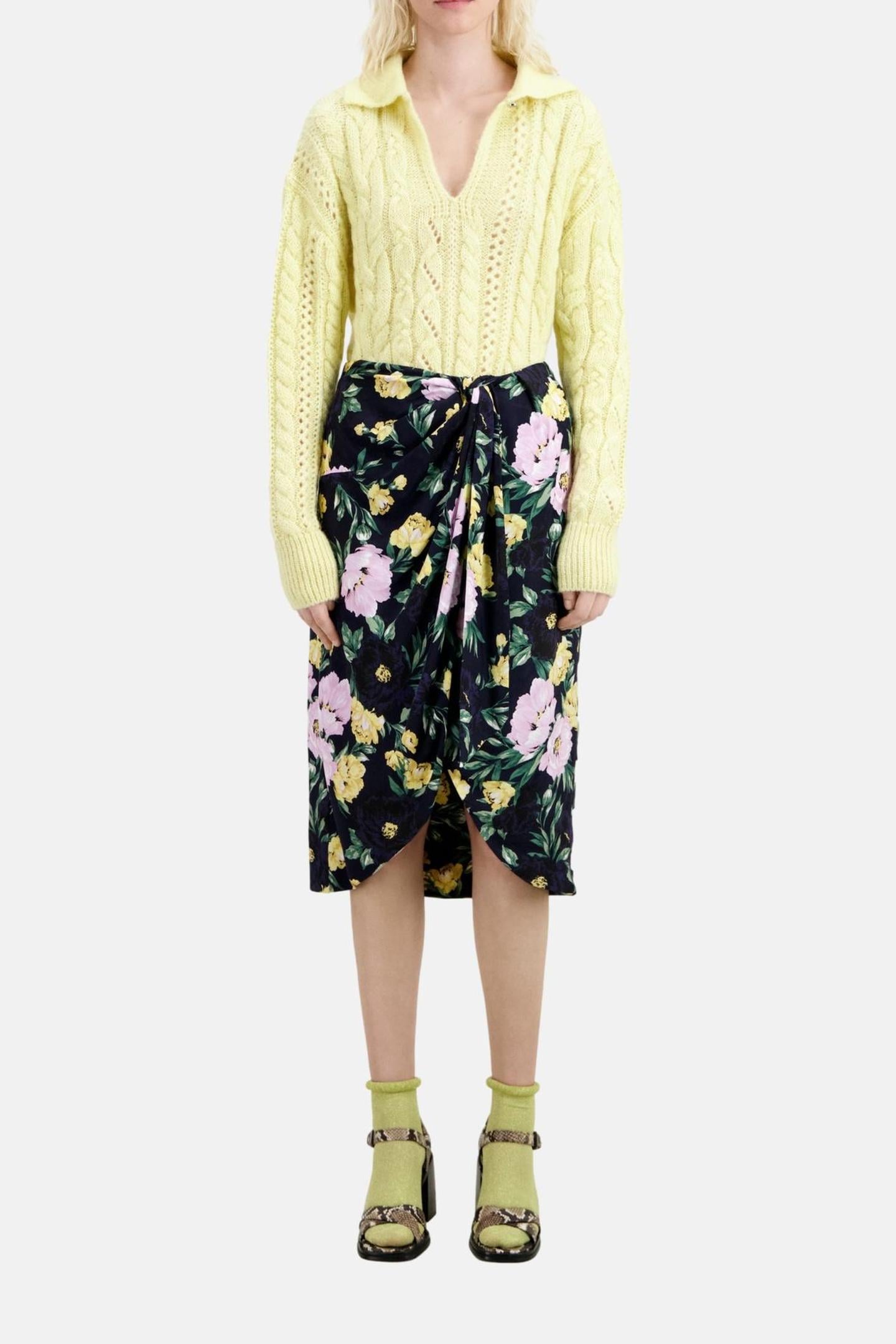 TIED MIDI SKIRT LIGHTPINK/DARKNAVY 1