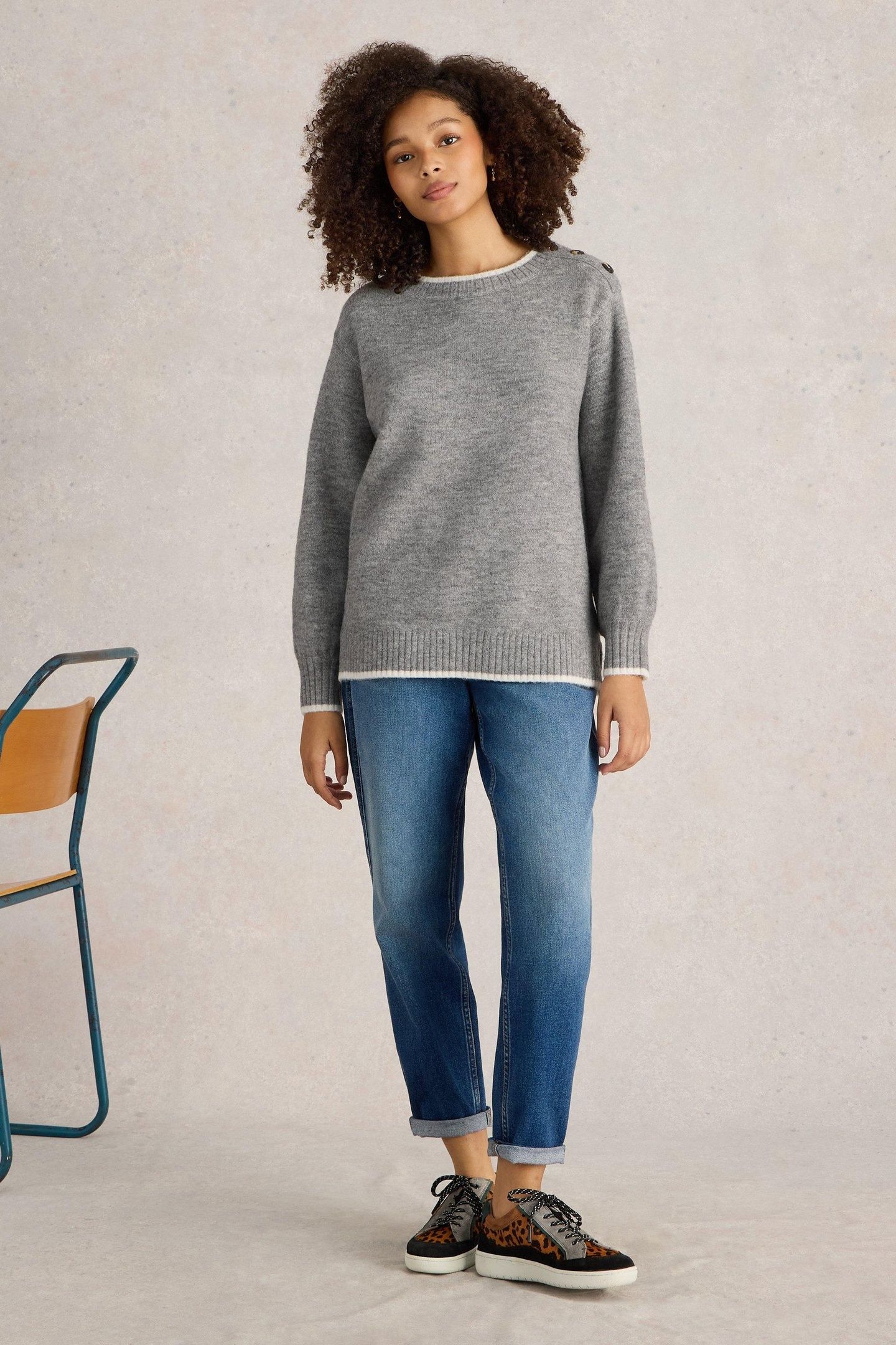 LUCY LONGLINE JUMPER LIGHT GREY 1