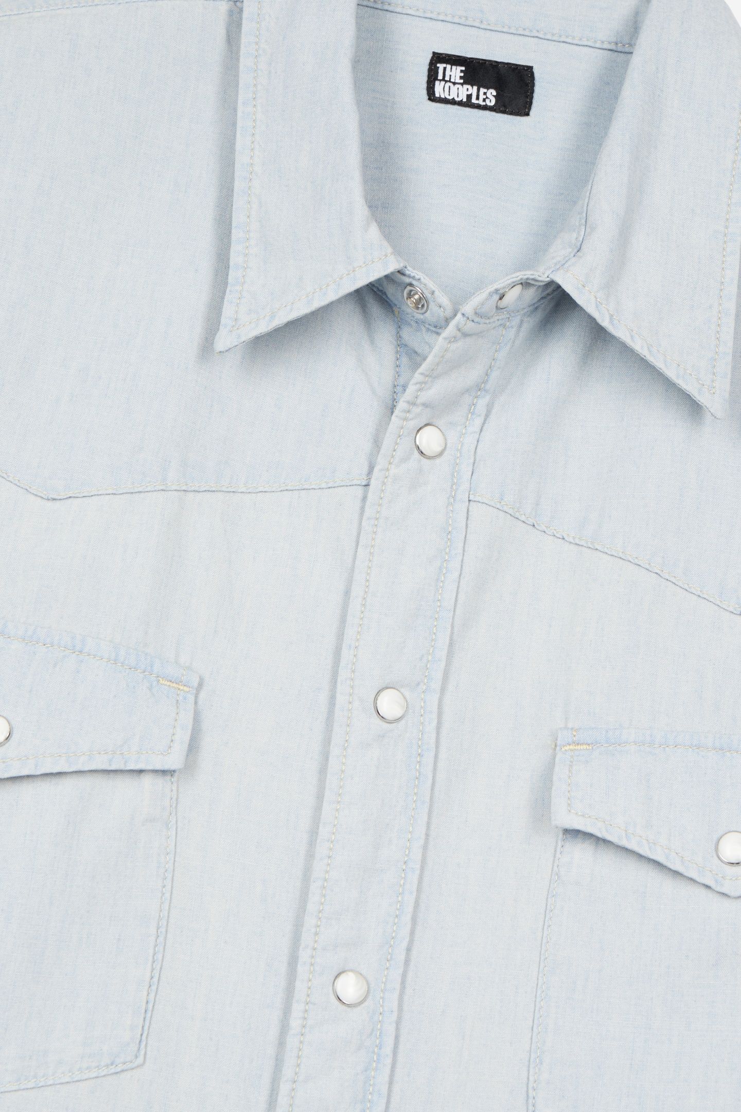 SHORT-SLEEVED DENIM SHIRT W WESTERN SNAP CLOSURE LIGHT BLUE 7