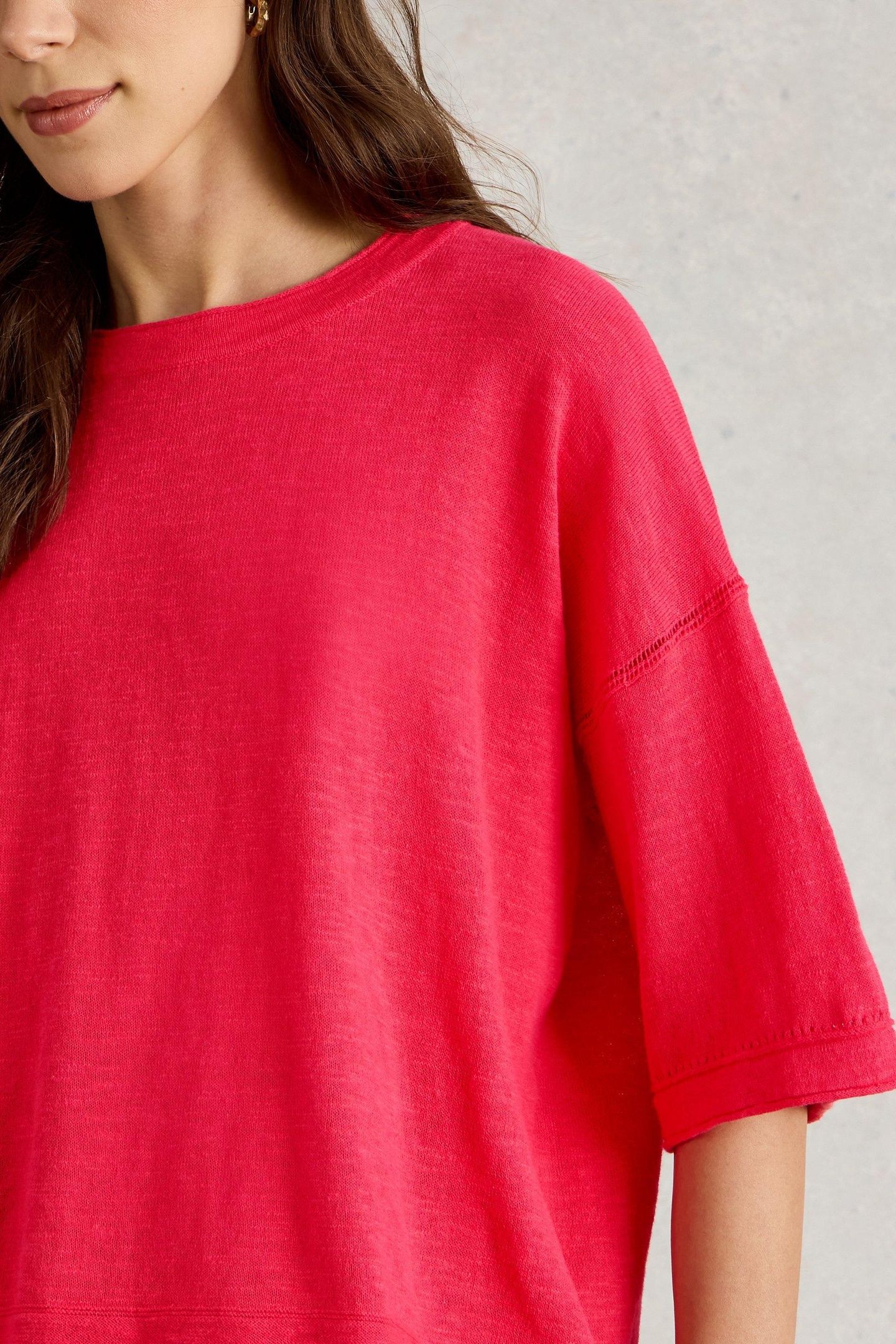 KATE LINEN BLEND TEE BRIGHT PINK 7