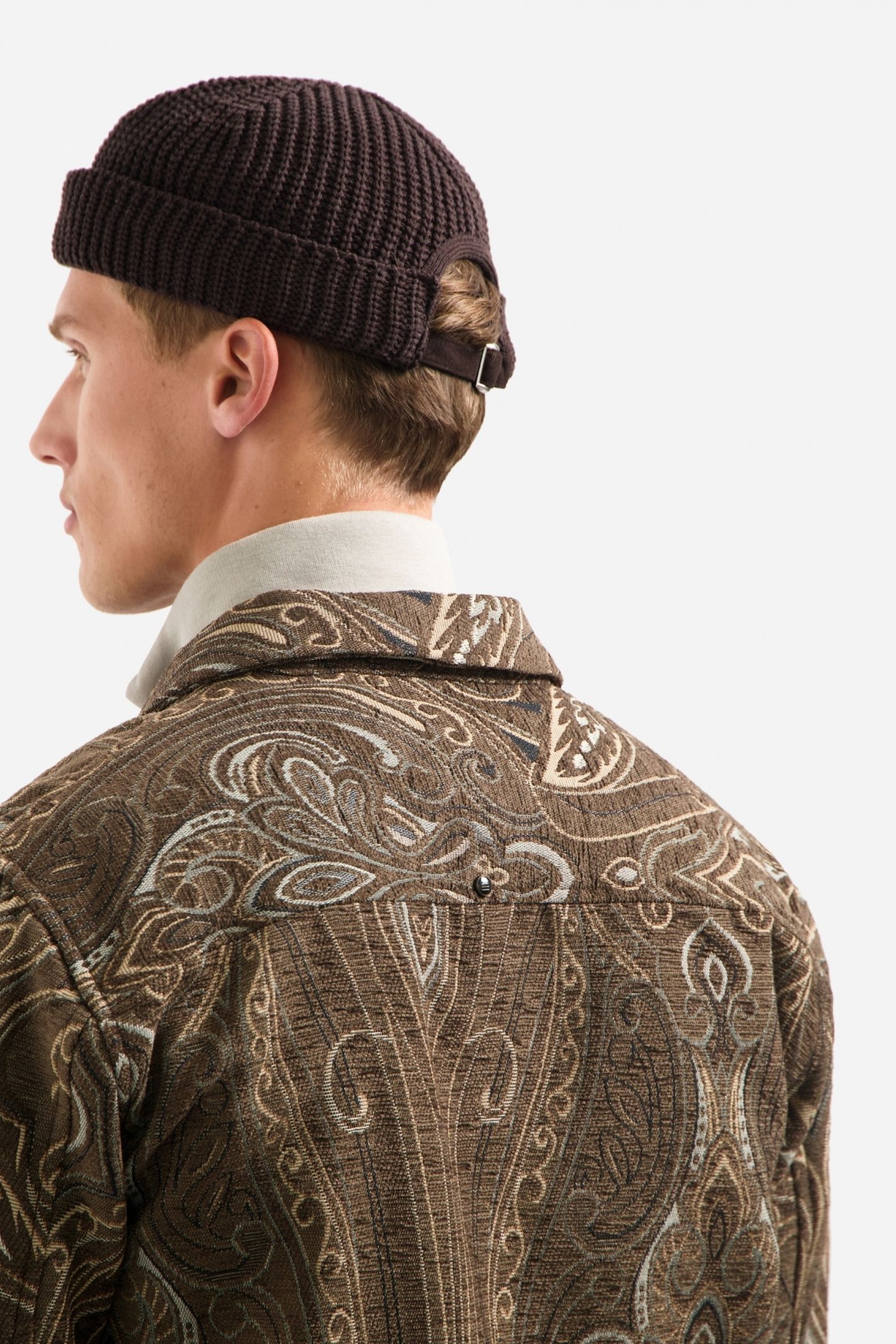 OVERSHIRT BUTTONS FANCY JACQUARD BROWN 6