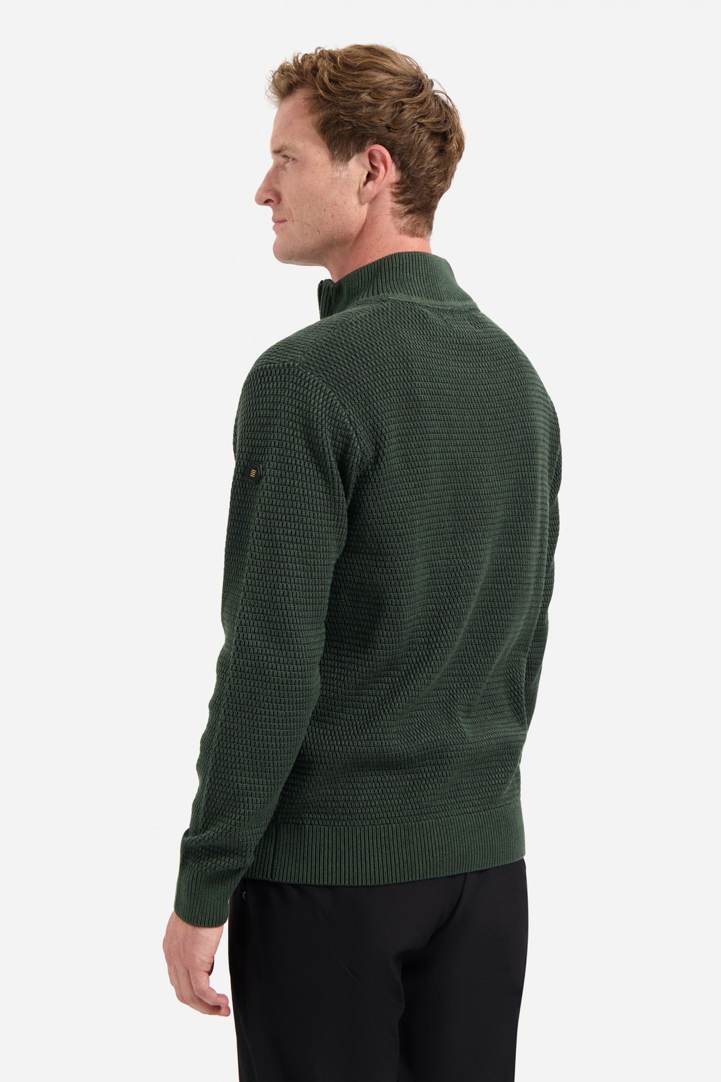 PULLOVER HALF ZIPPER 2 COLOURED MELANGE DARK GREEN 4