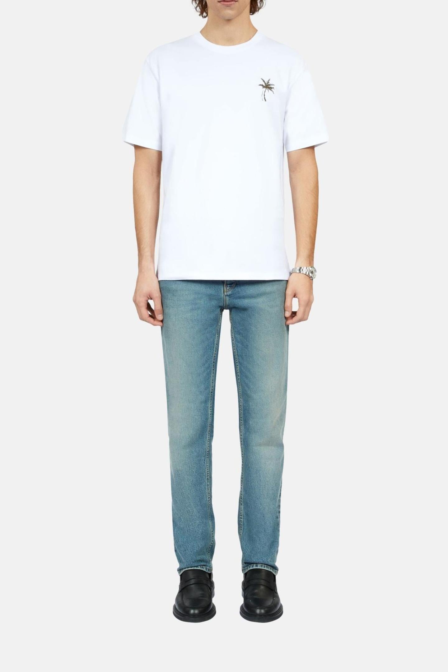 SHORT-SLEEVED T-SHIRT WITH PALM TREE EMBROIDERY WHITE 1