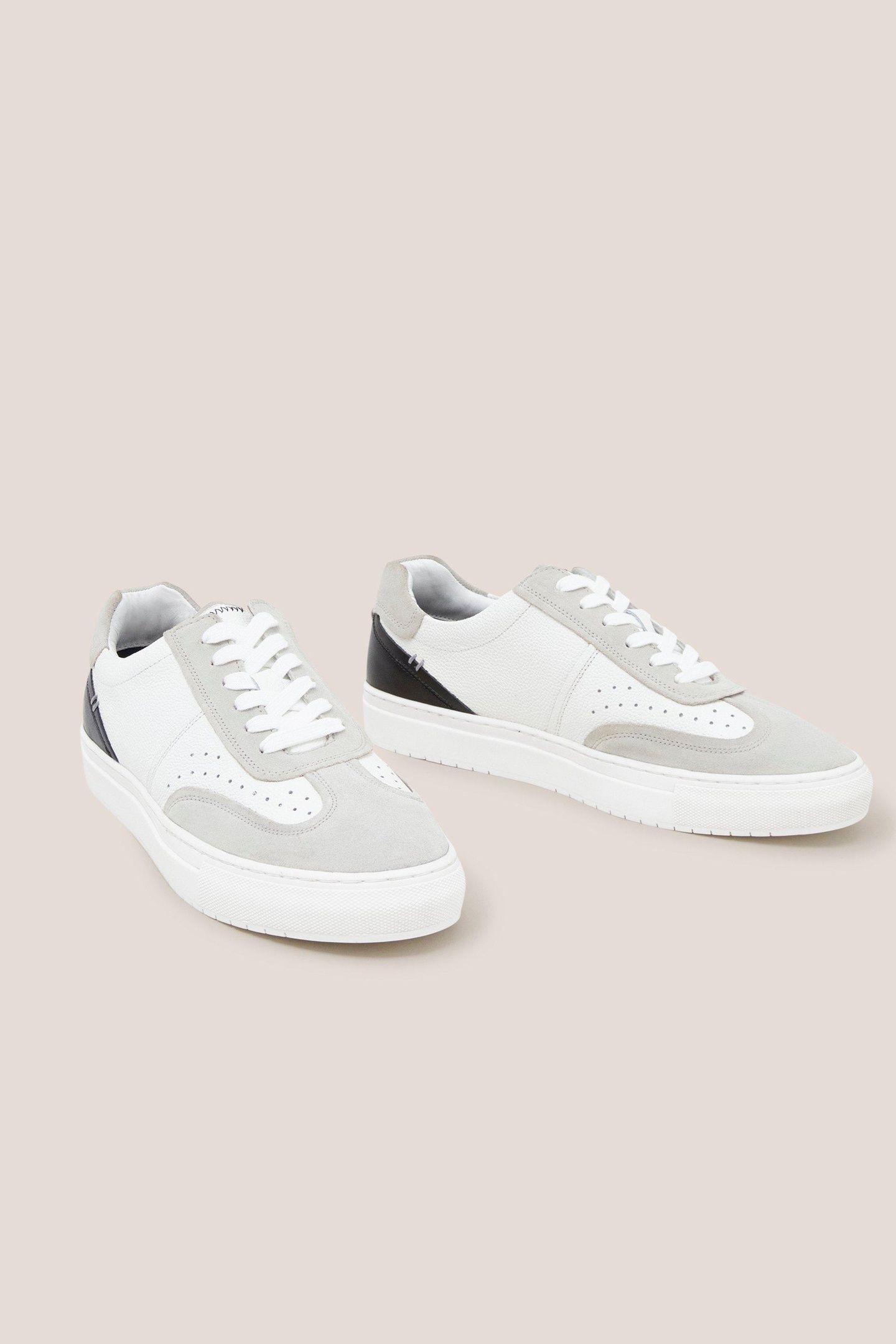 LEATHER LACE UP TRAINER WHITE MULTI 2