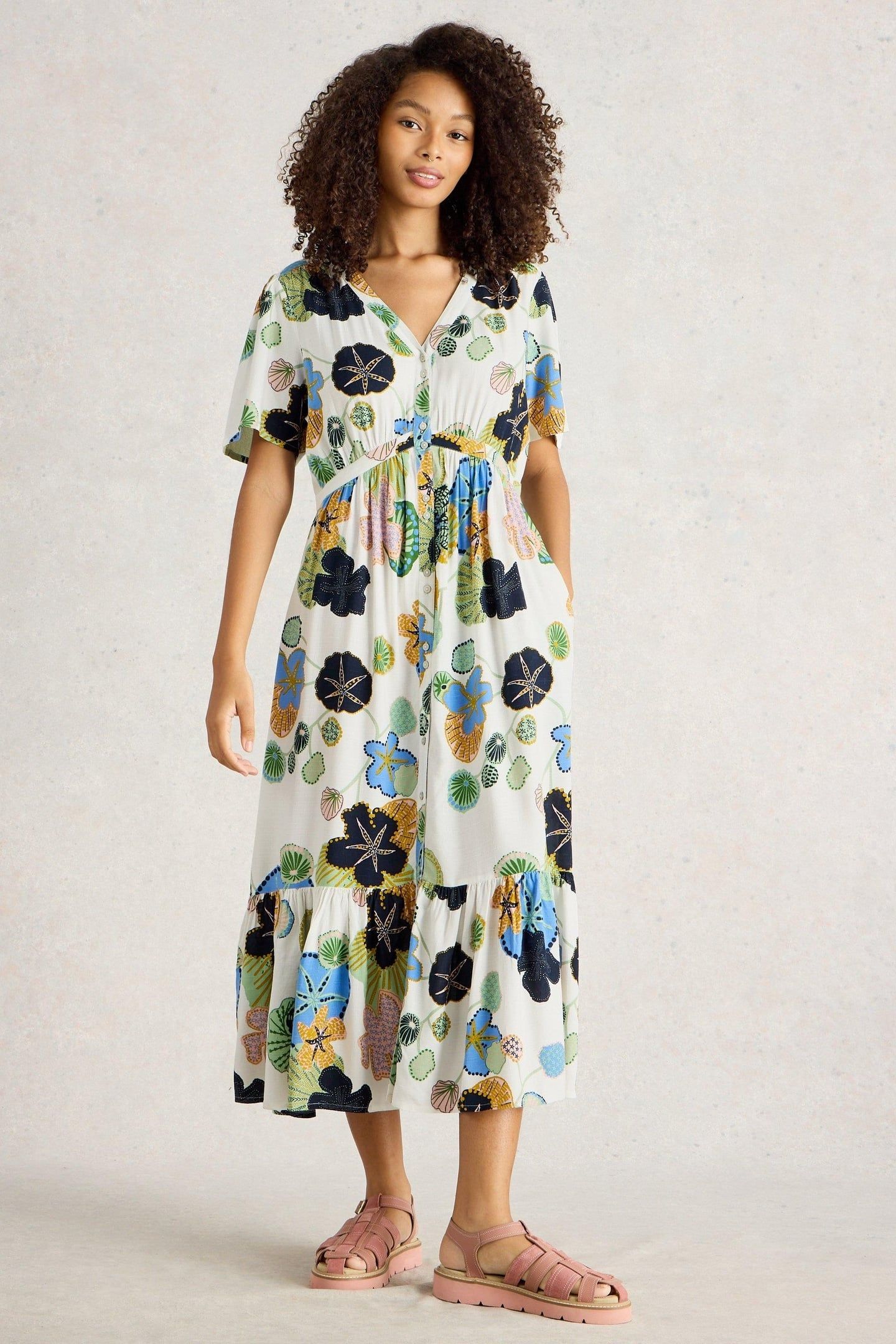 PHOEBE MIDI DRESS IVORY MULTI 1