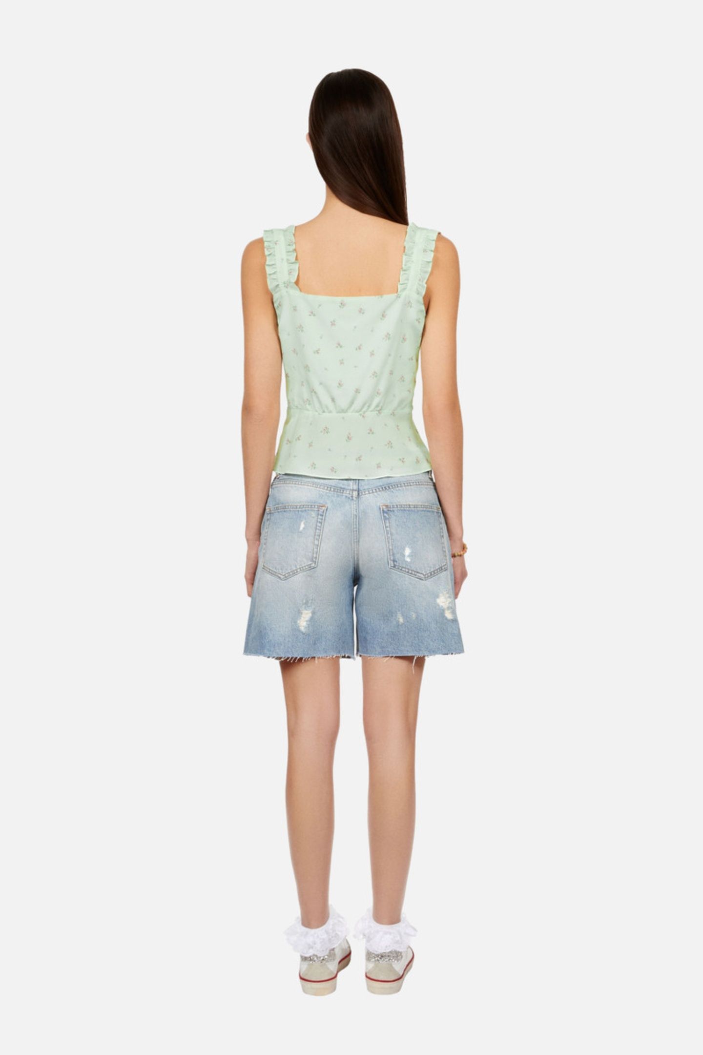 TOP WITH STRAPS AND RUFFLES GREEN 4
