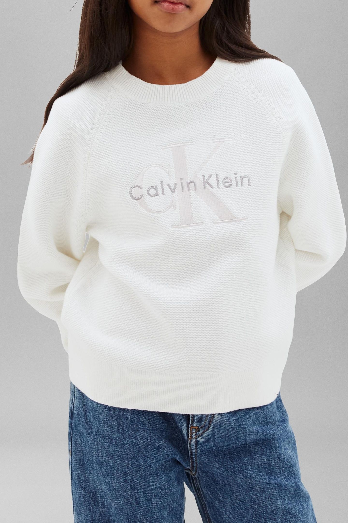 GIRLS MONOLOGO FASHION CREW NECK BRIGHT WHITE 1