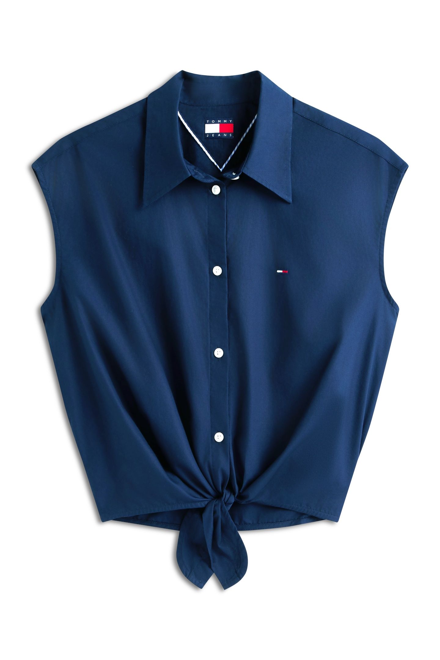 TIE FRONT POPLIN DARK NIGHT NAVY 3
