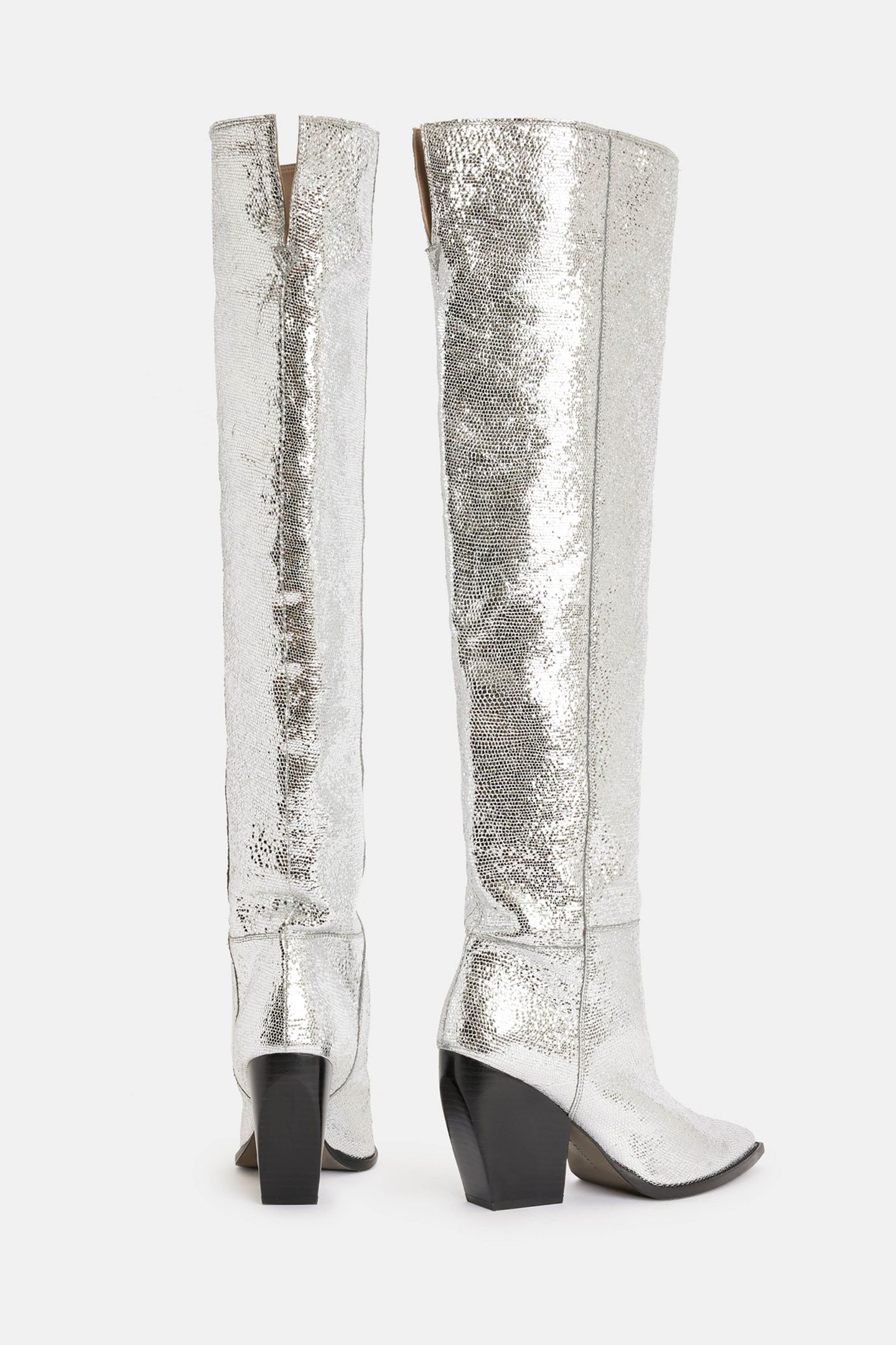 REINA METALLIC BOOT SILVER 6