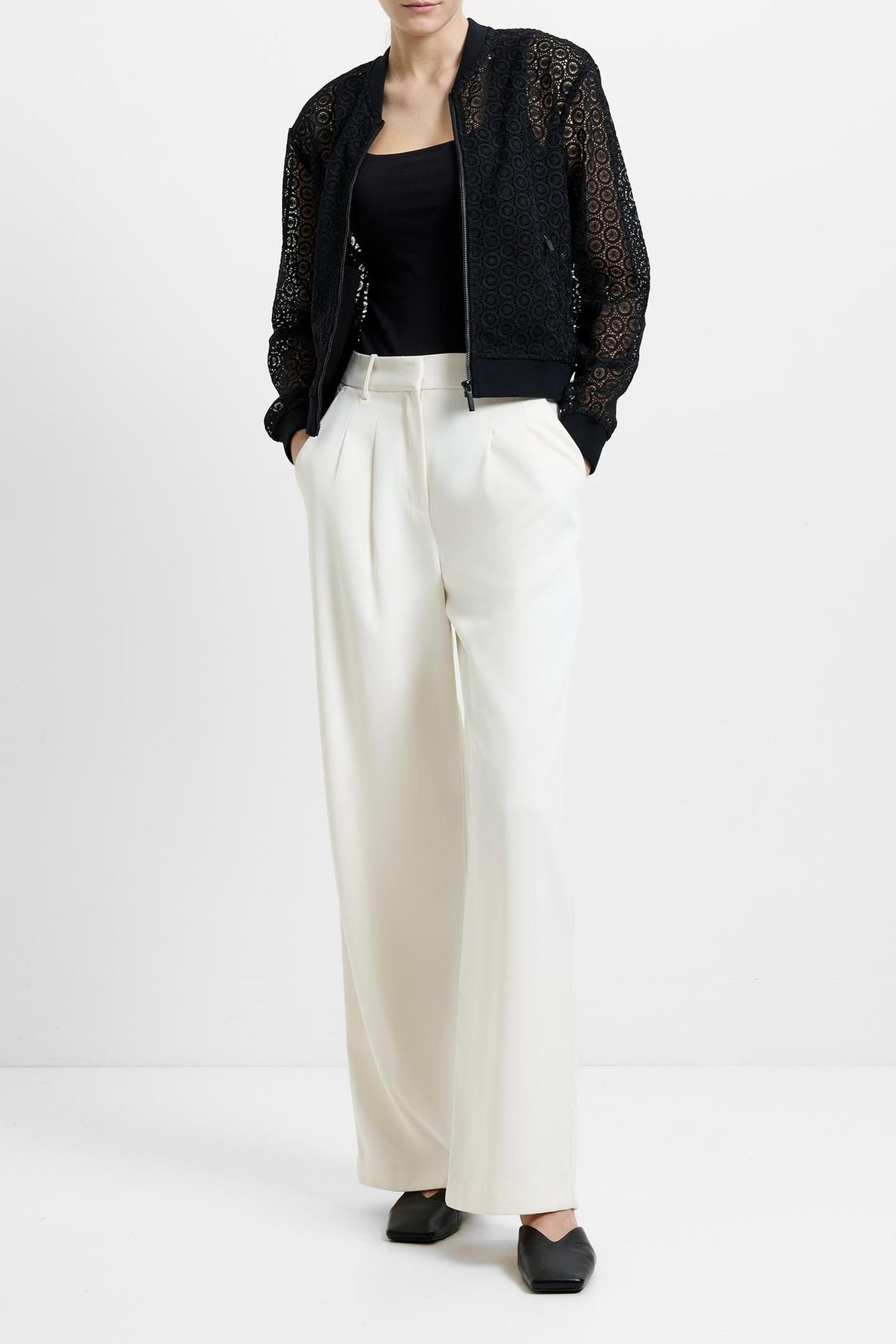 KRISTA LACE MIX KNIT BOMBER BLACK 1