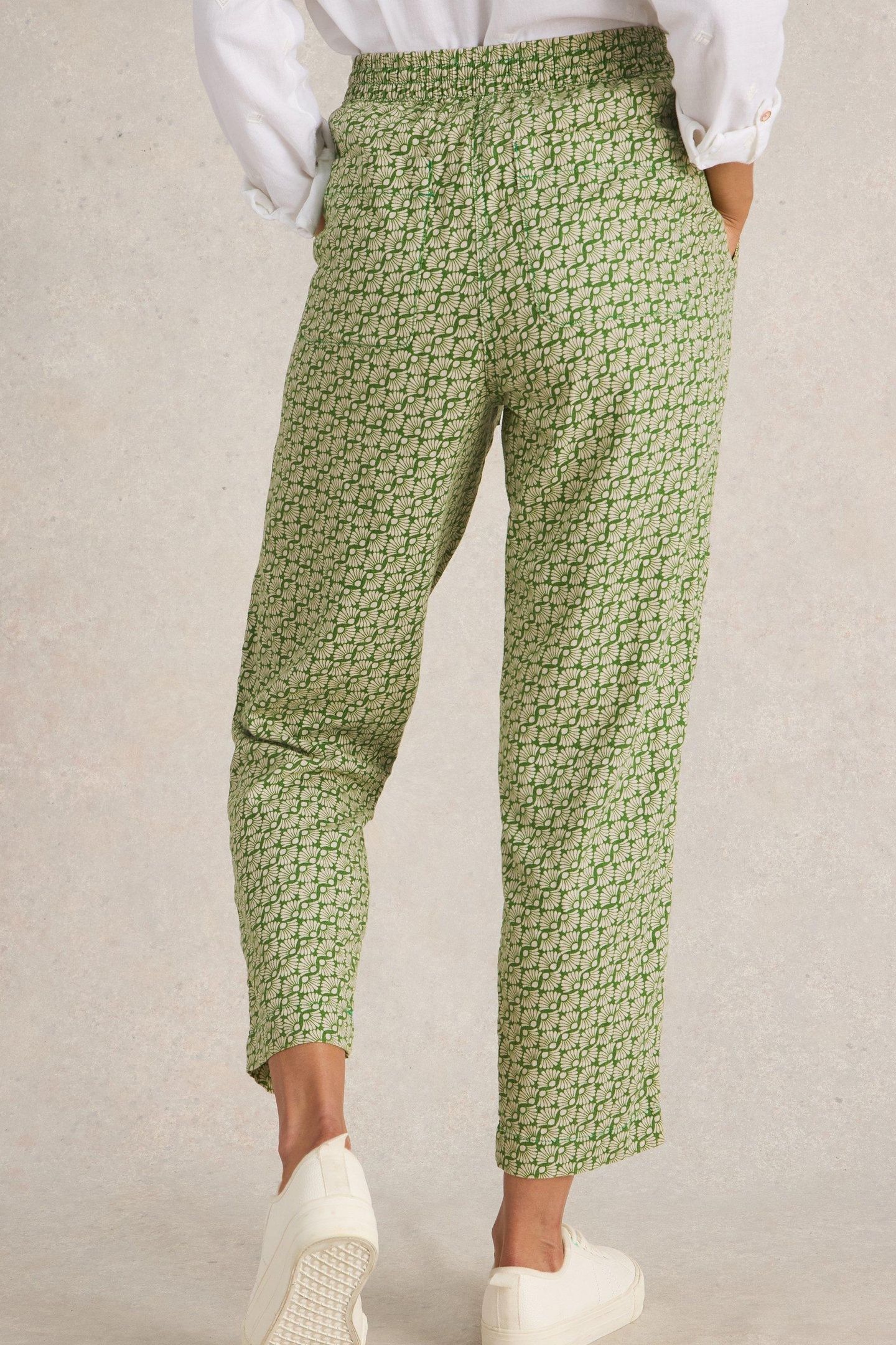 ELLE LINEN BLEND TROUSER GREEN PRINT 3