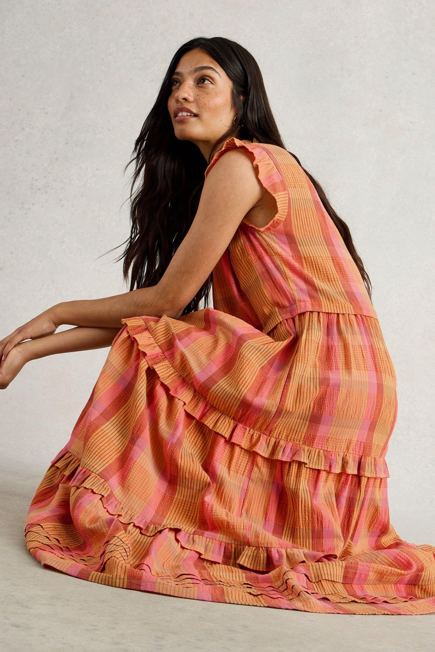 ROSIE CHECK MAXI DRESS PINK MULTI 9