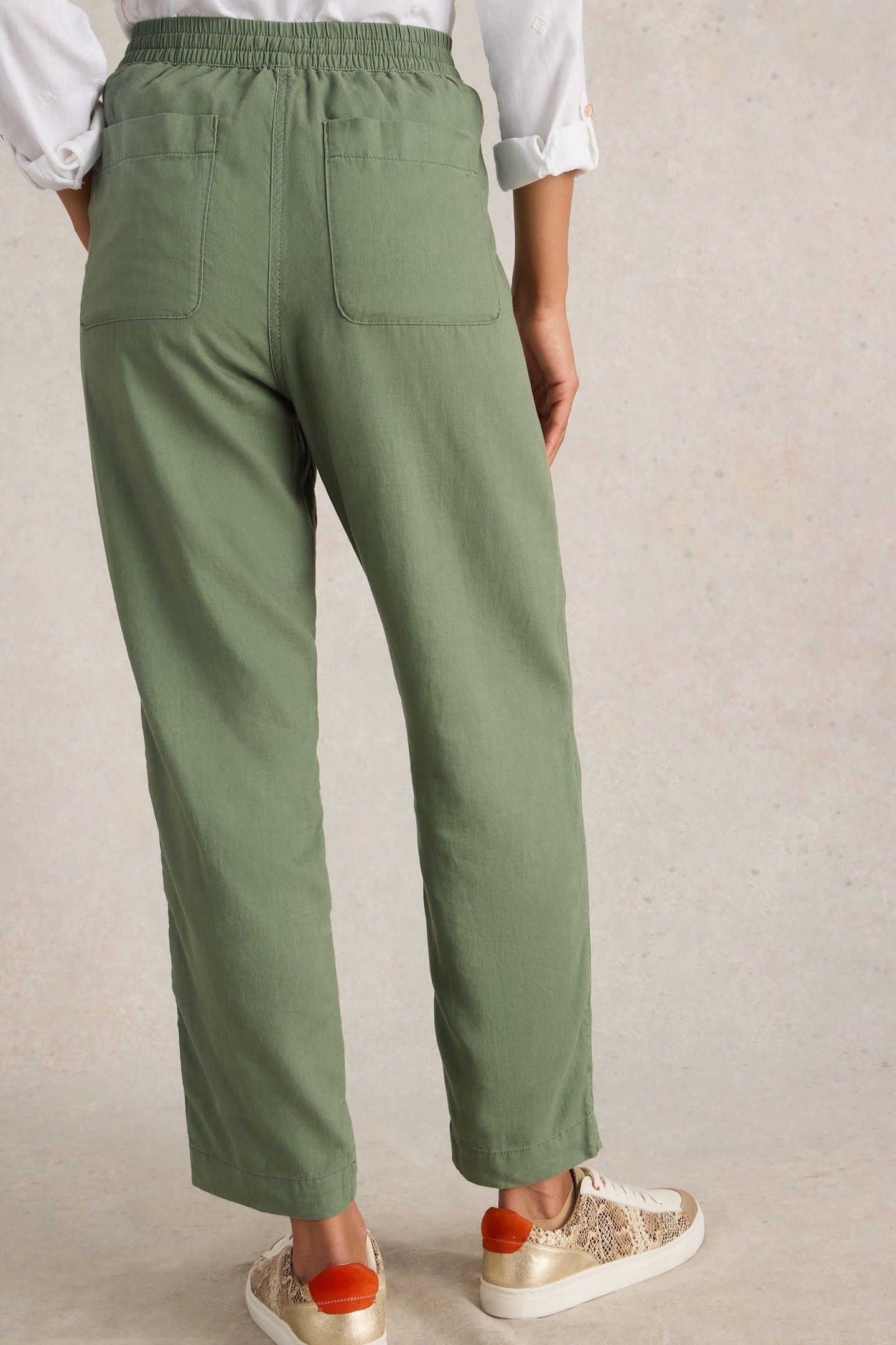 ELLE LINEN BLEND TROUSER MID GREEN 2