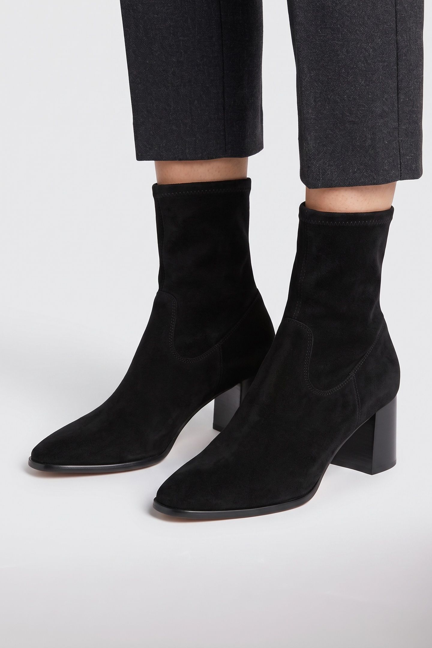 HARP BLOCK HEEL STRETCH SUEDE BLACK 3