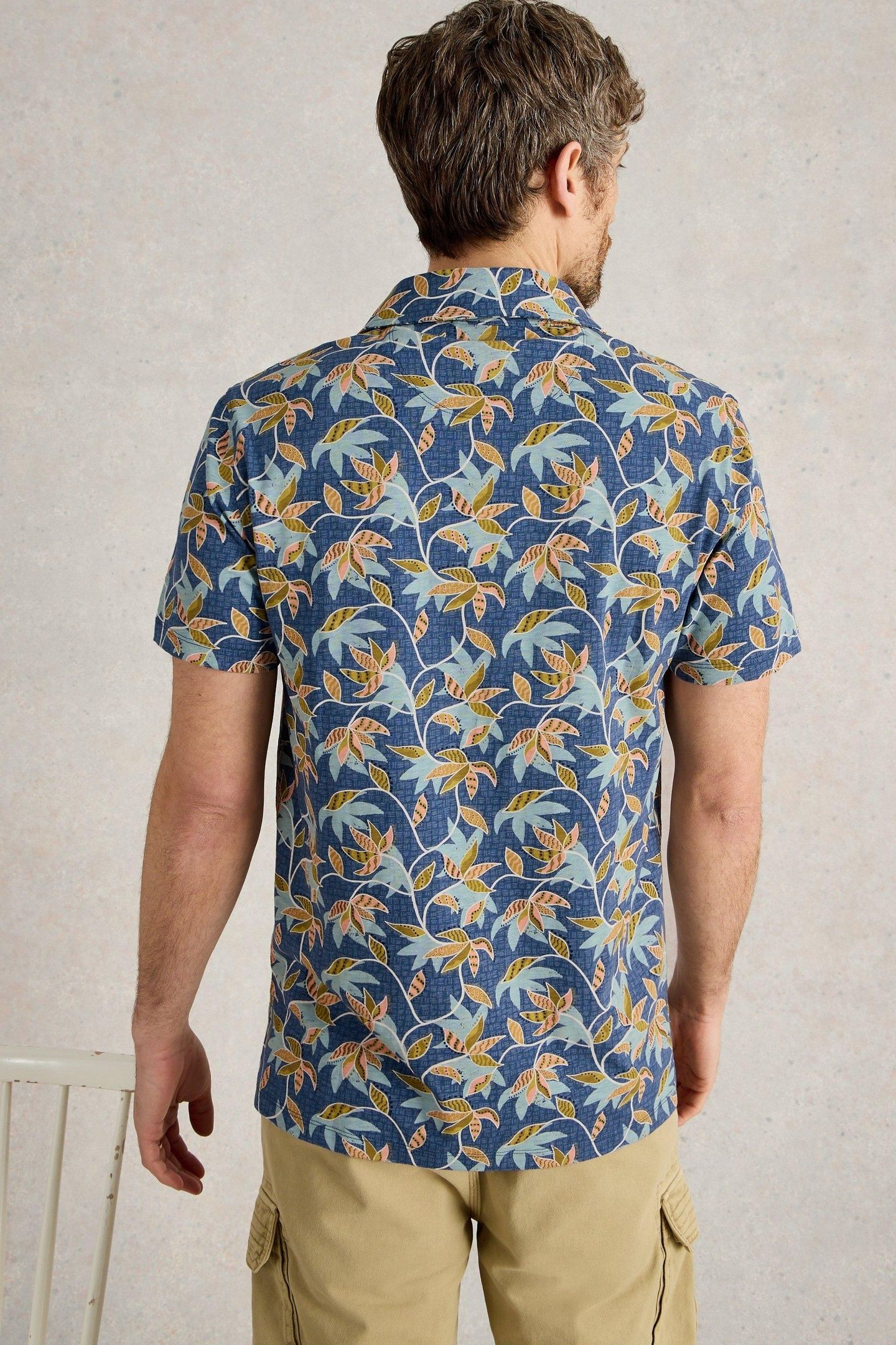 BAMBOO LEAVES PRINTED POLO BLUE PRINT 3