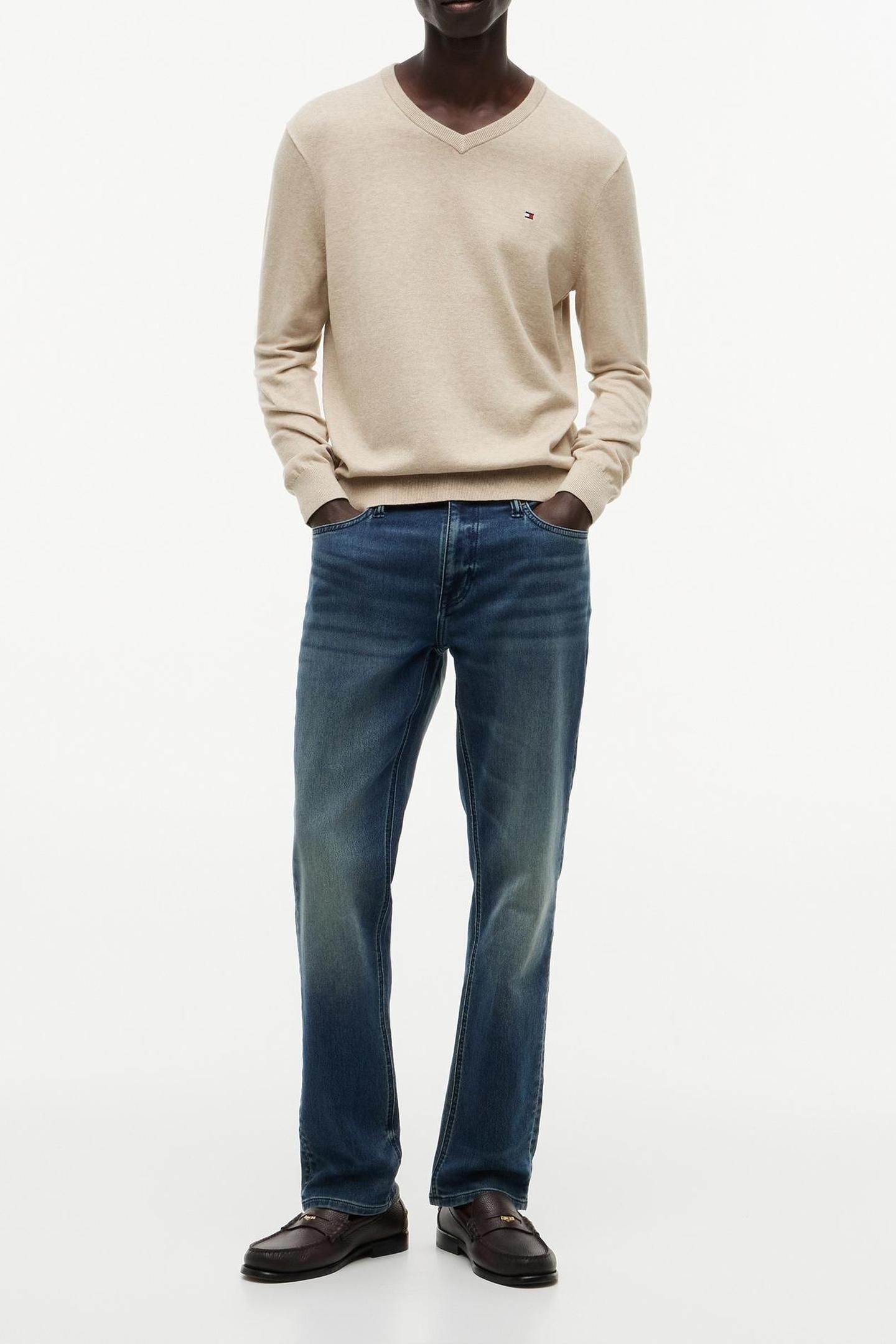 ESSENTIAL COTTON V NECK BATIQUE KHAKI HEATHER 3