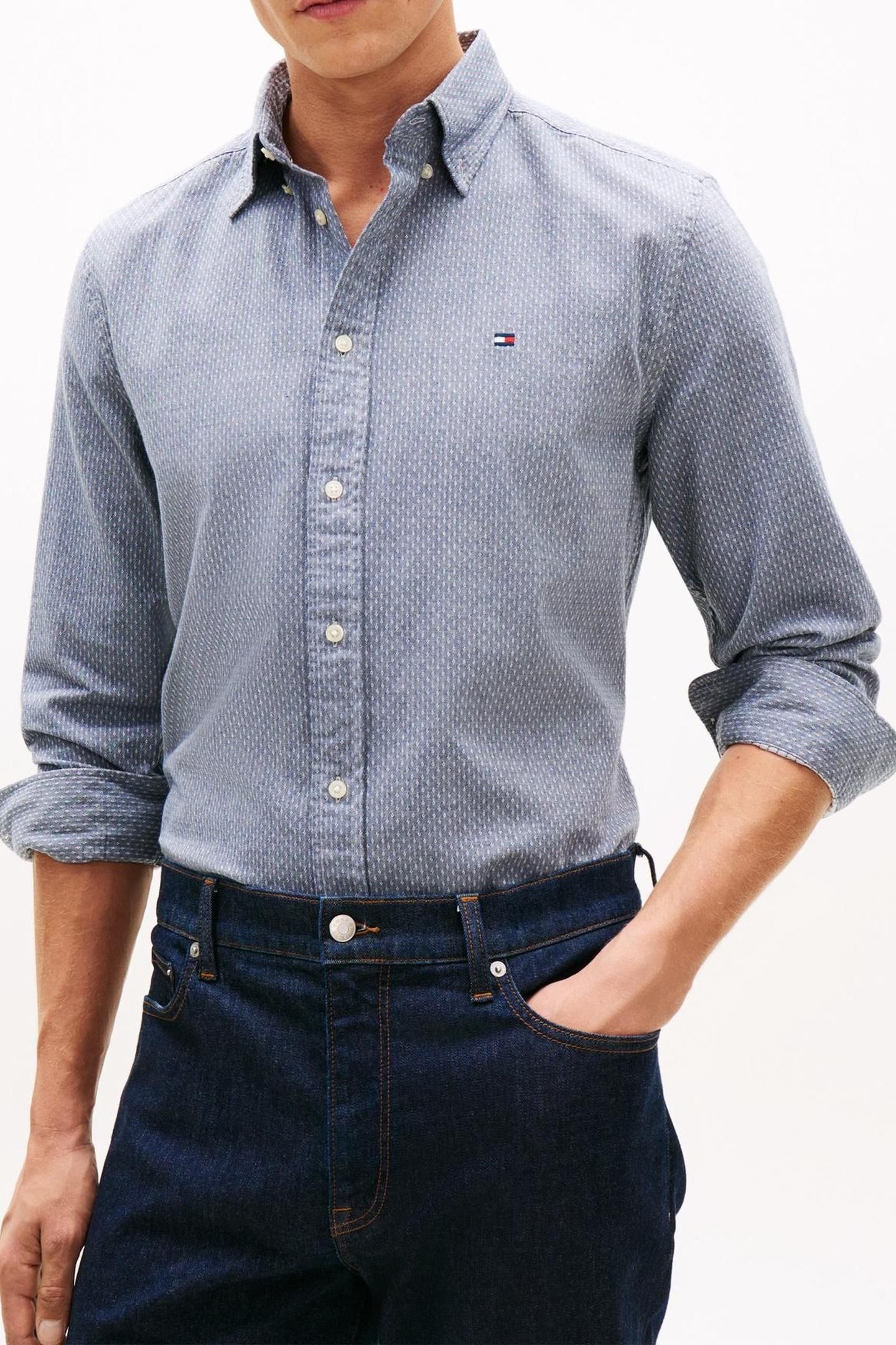 FLEX DOBBY SF SHIRT CARBON NAVY 1