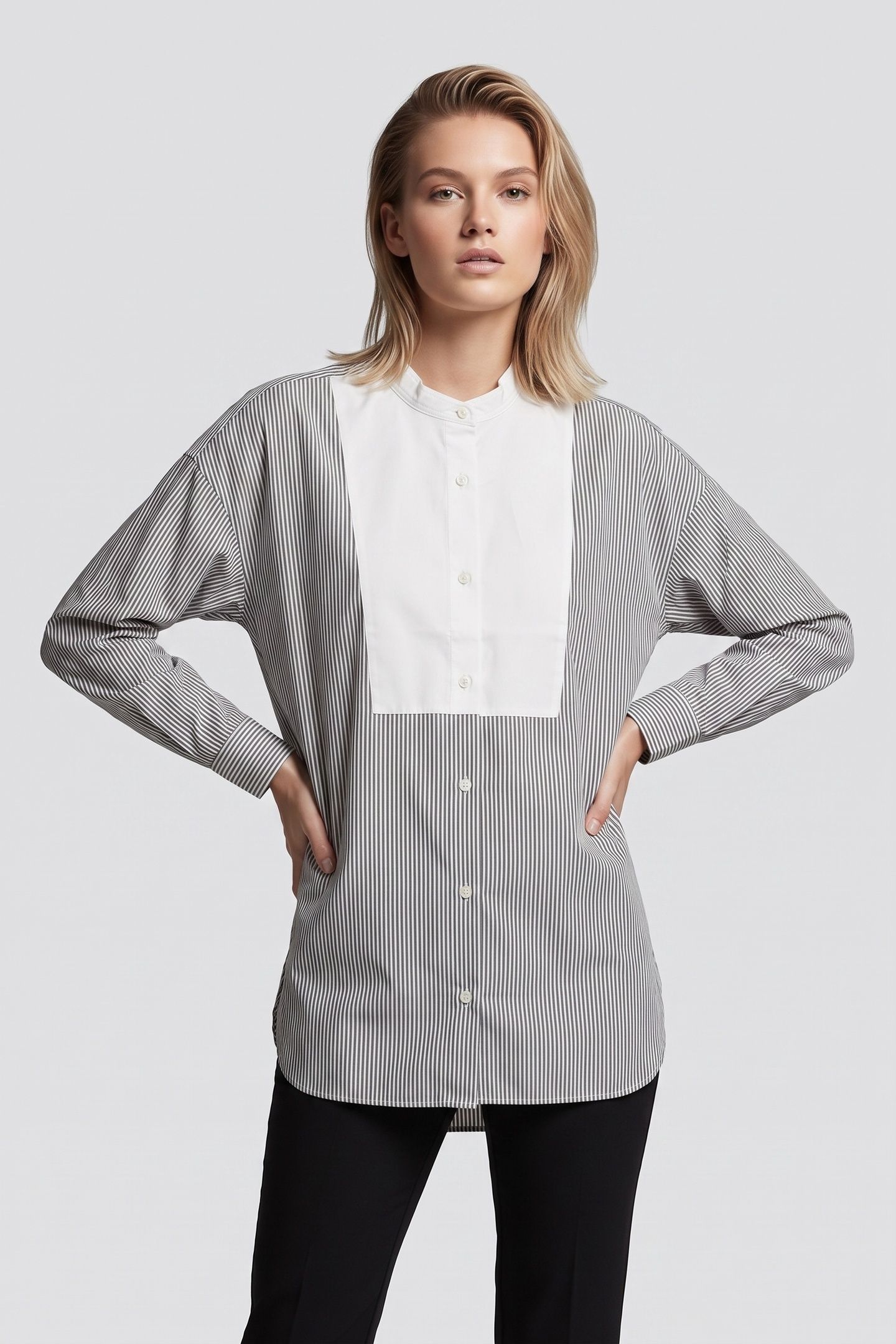 HAGA CONTRAST BIB SHIRT WHITE 1