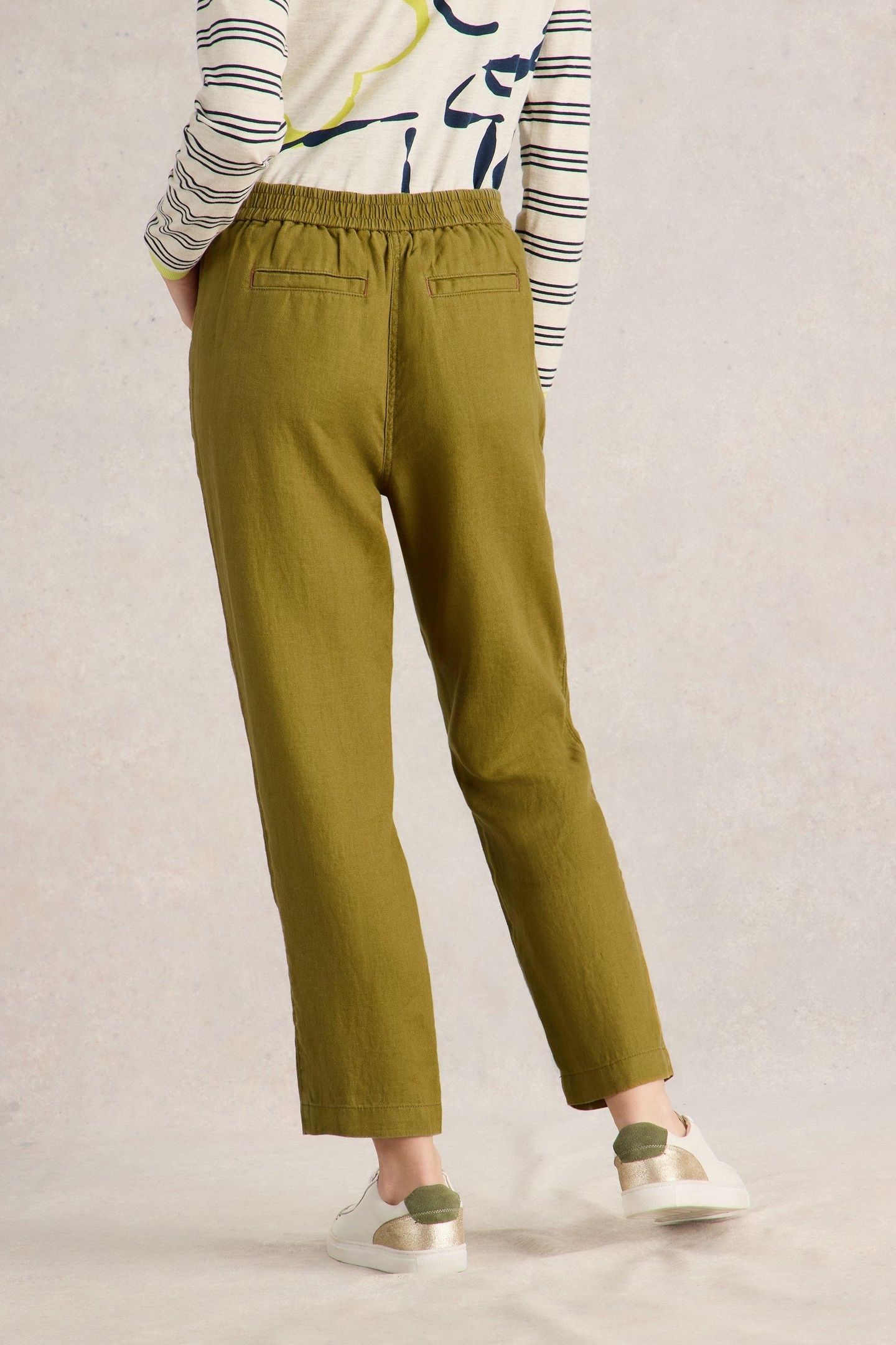 ROWENA LINEN TROUSER KHAKI GREEN 2