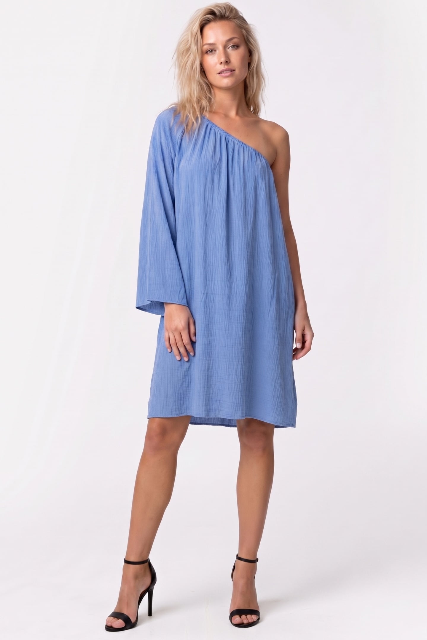 MAIA CRINKLED ECOVERO DRESS BLUE 1